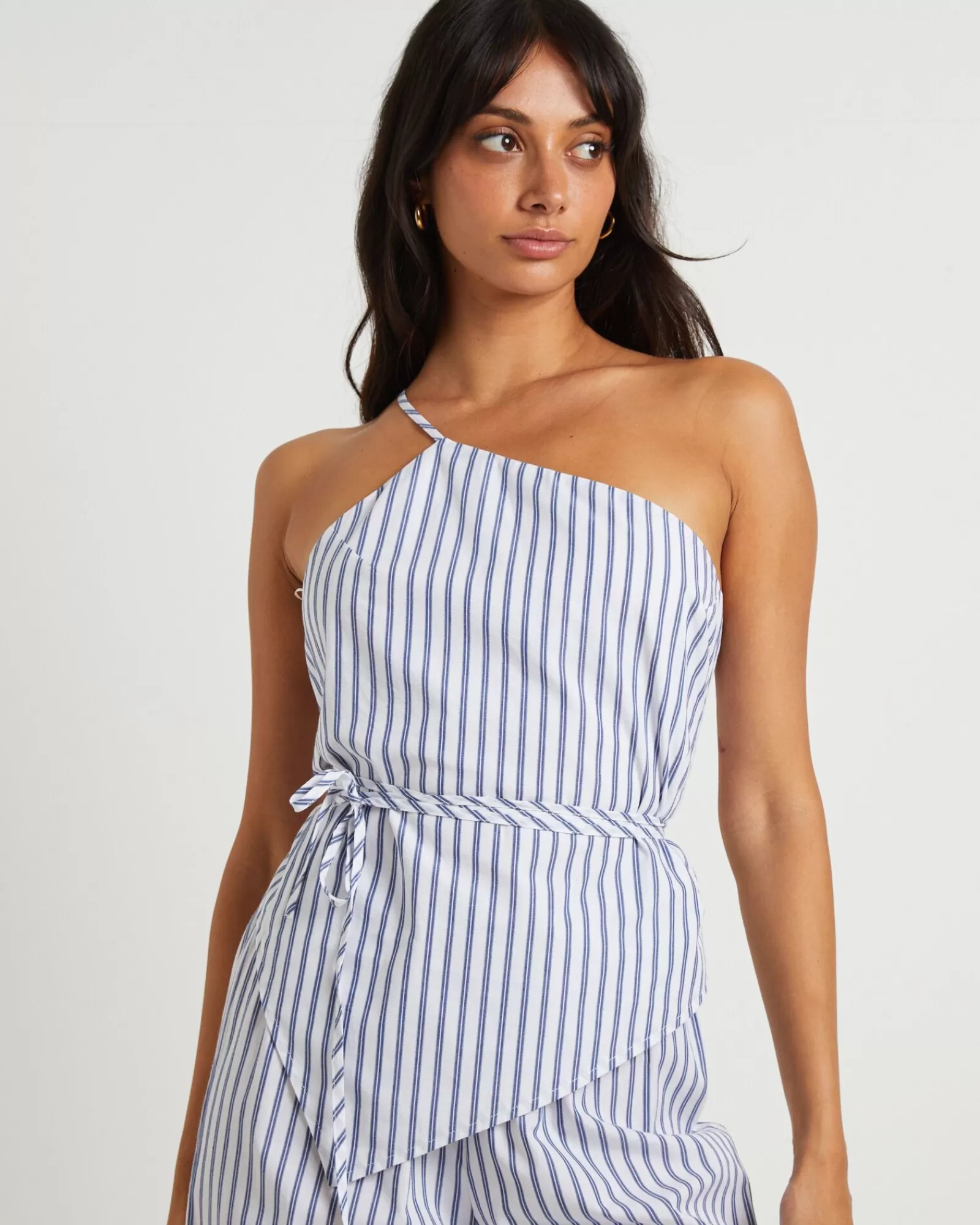 Online SUBTITLED Adeline Asymmetric Cami Top In White Stripe