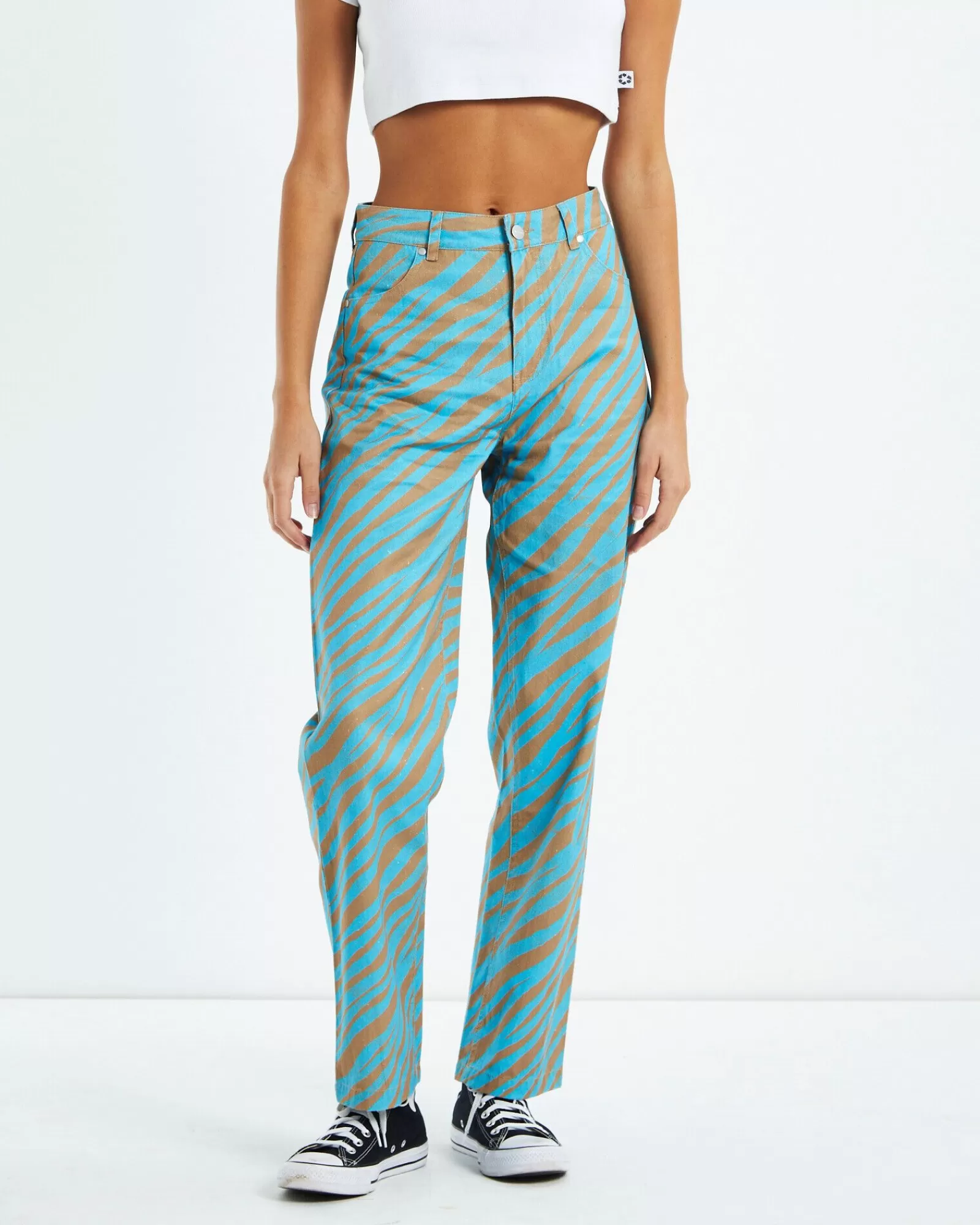 Discount AFENDS Adi Shelby Hemp Wide Leg Long Pants Blue Stripe