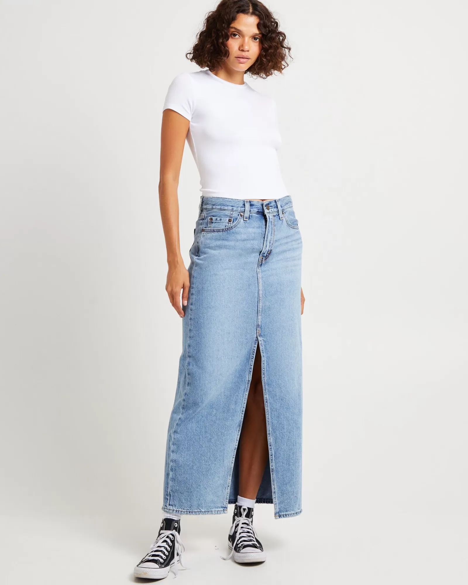 Sale LEVIS Ankle Column Denim Maxi Skirt Please Hold