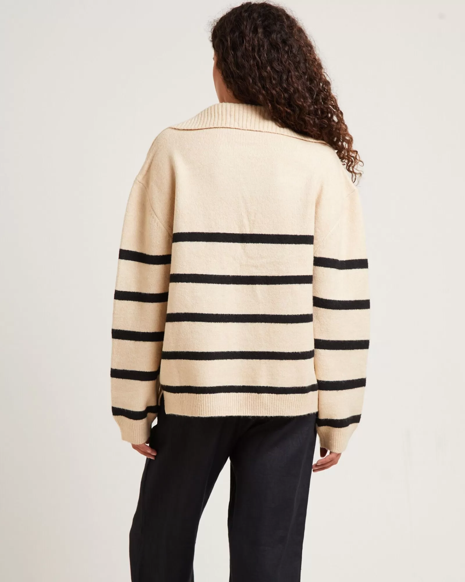 Shop SUBTITLED Avari Knit Lounge Polo Jumper Oat