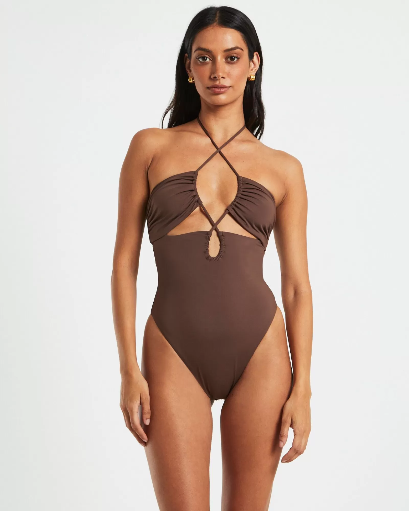 Cheap SUBTITLED Bandeau One Piece In Coffee Brown