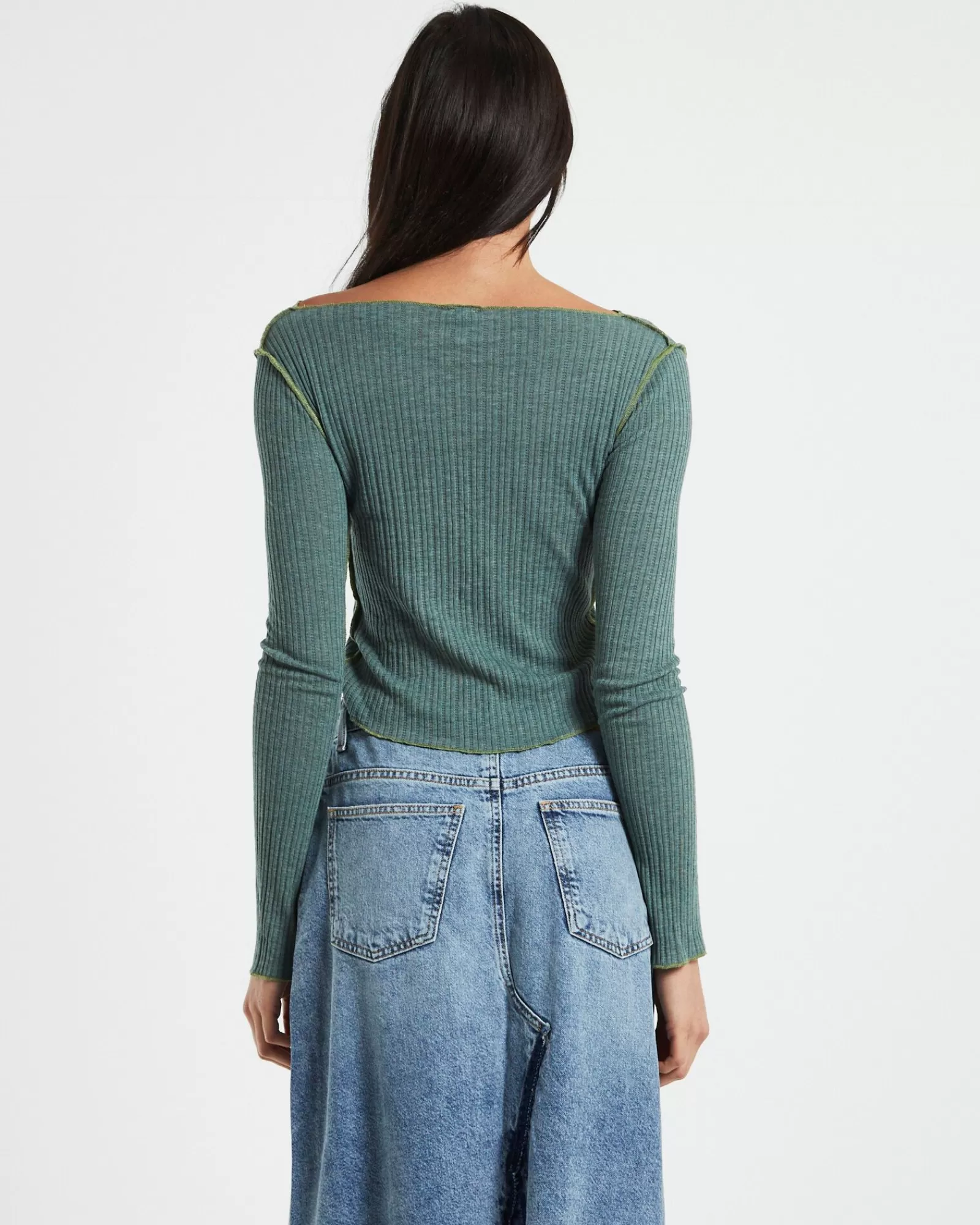 Cheap BDG URBAN OUTFITTERS Bdg Cut Out Long Sleeve Top Green