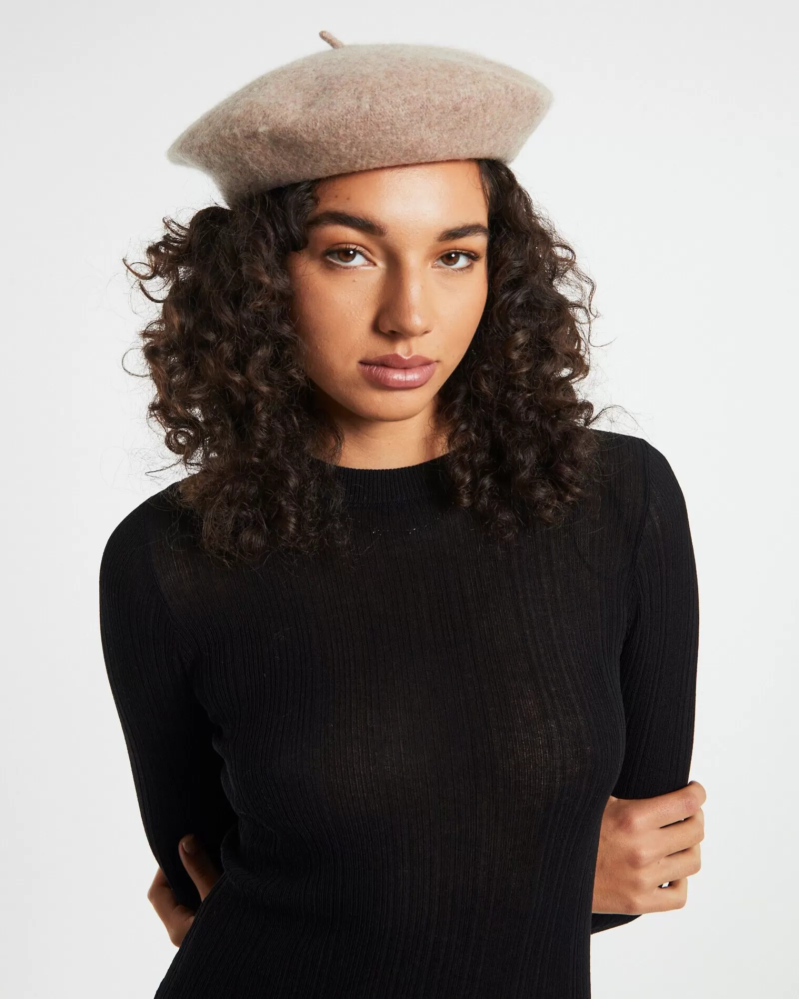 Sale SUBTITLED Belle Beret Biscuit Brown