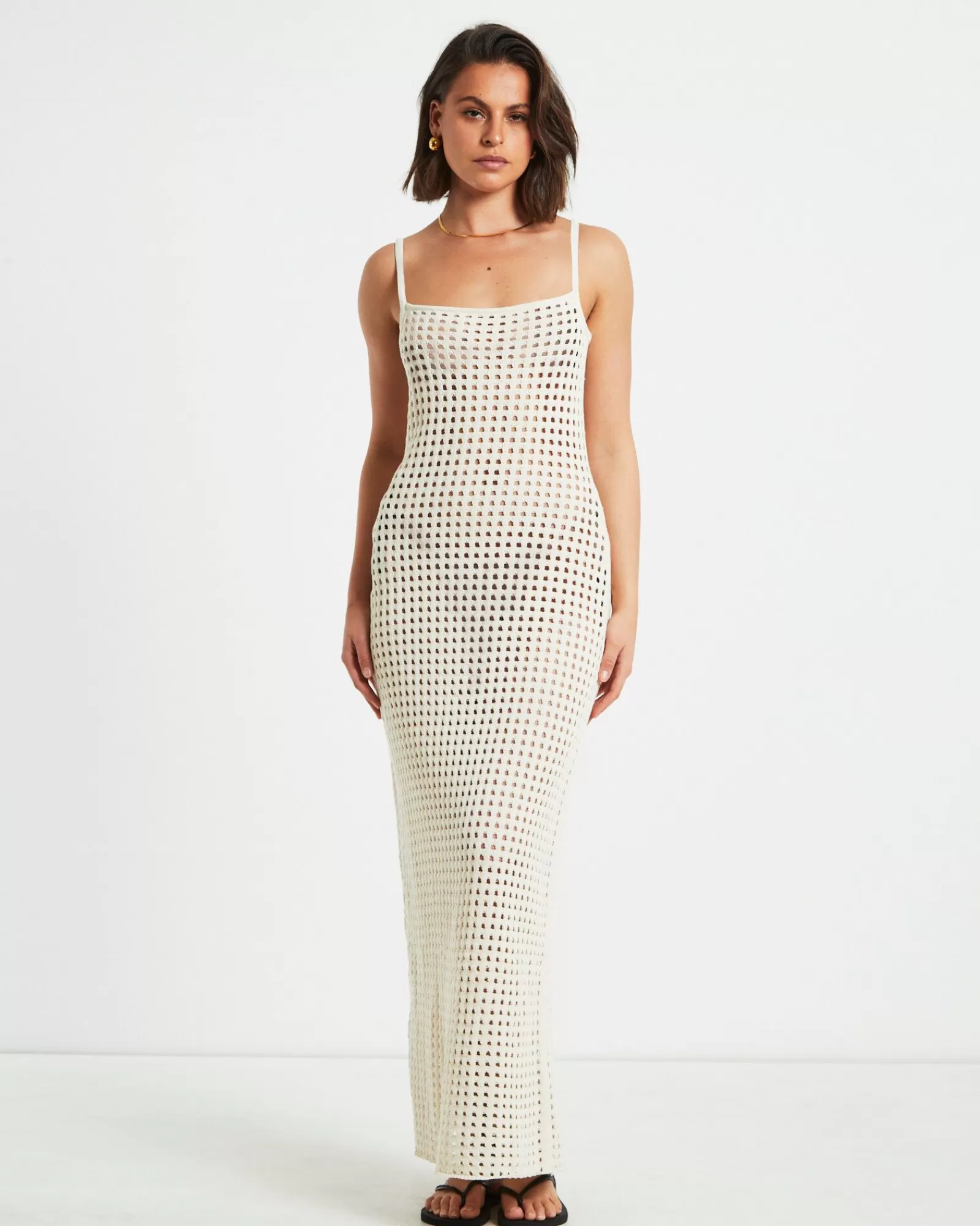 Outlet SUBTITLED Calypso Crochet Midi Dress In Oat