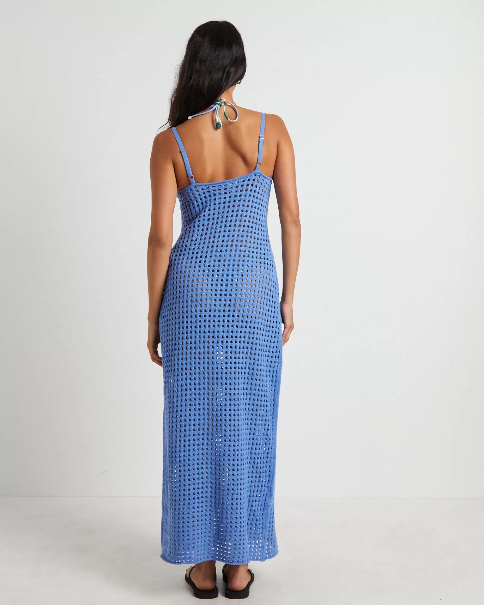 Shop SUBTITLED Calypso Crochet Midi Dress In Sea Blue