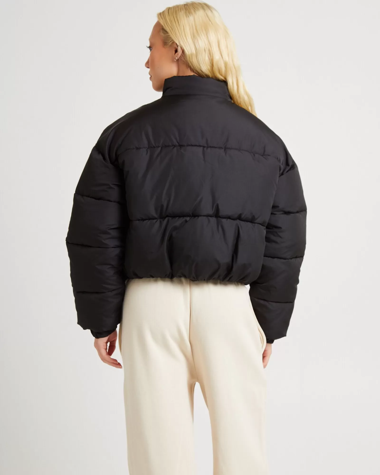 Discount SUBTITLED Casey Cropped Puffer Jacket Black