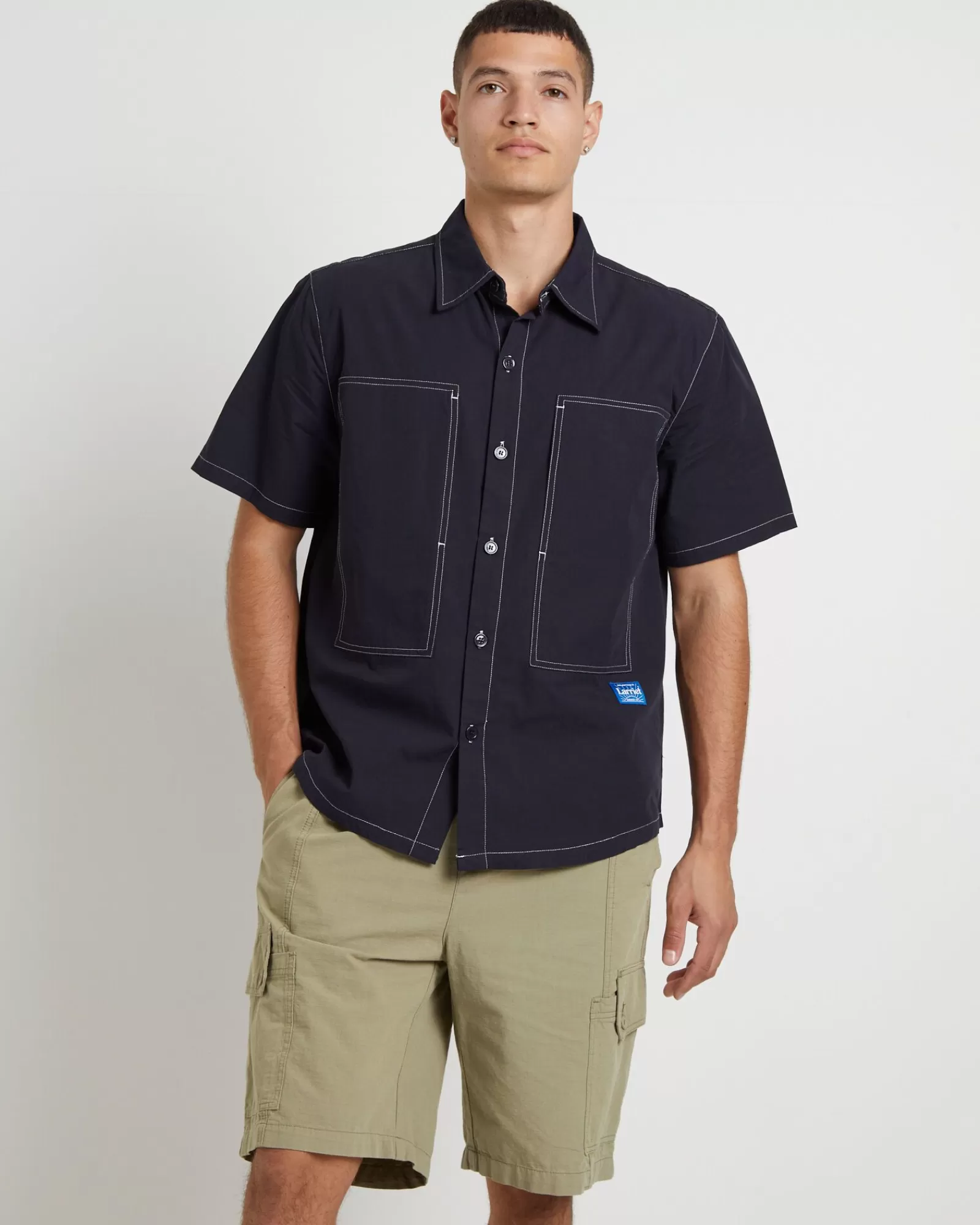 Outlet LARRIET Cliff Short Sleeve Shirt In Navy