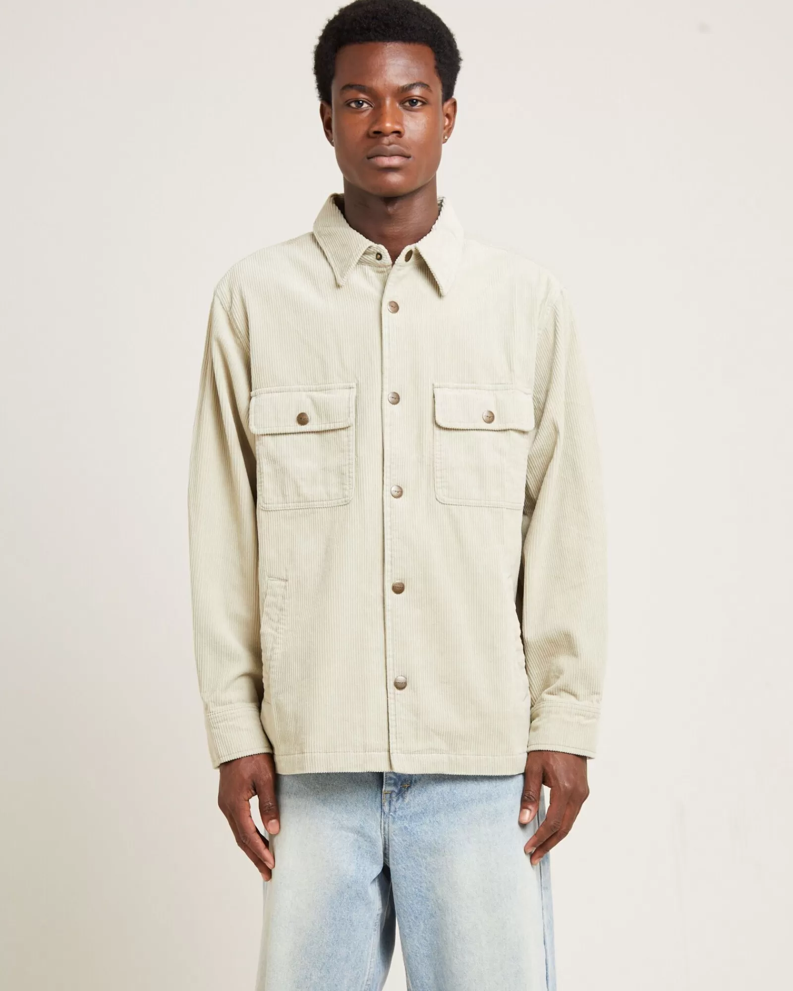 Best Sale INSIGHT Conditions Cord Long Sleeve Overshirt Tan