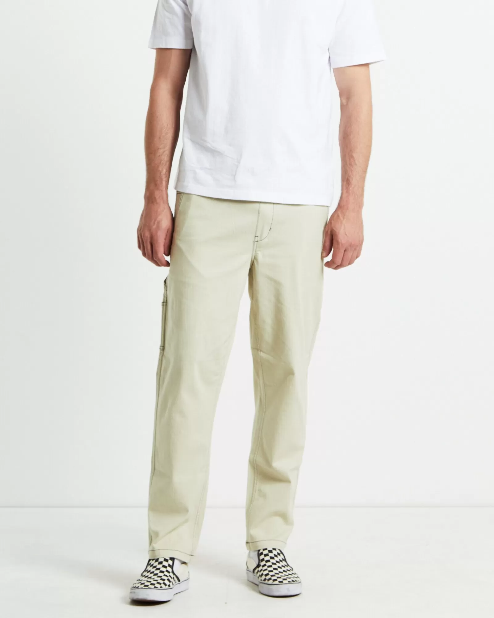 Clearance TAIKAN Contrast Stitch Pants Cream