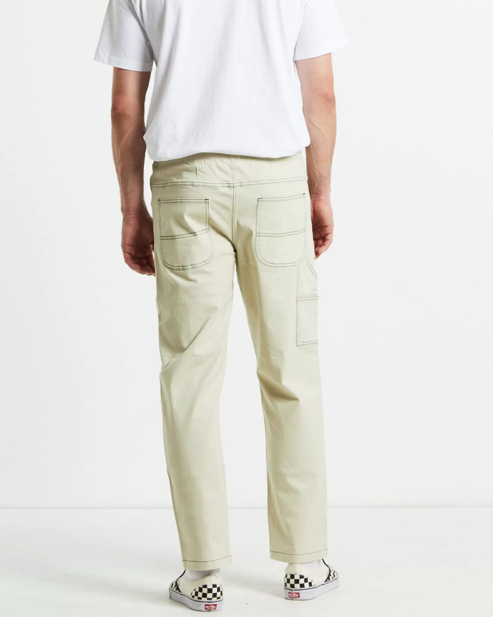 Clearance TAIKAN Contrast Stitch Pants Cream