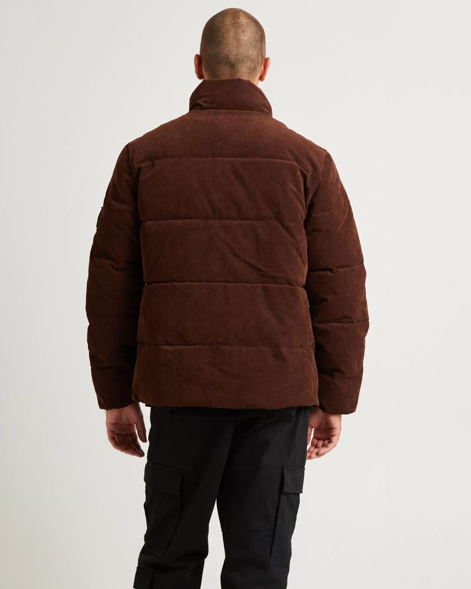 Clearance CALVIN KLEIN Corduroy Puffer Jacket Dark Chestnut