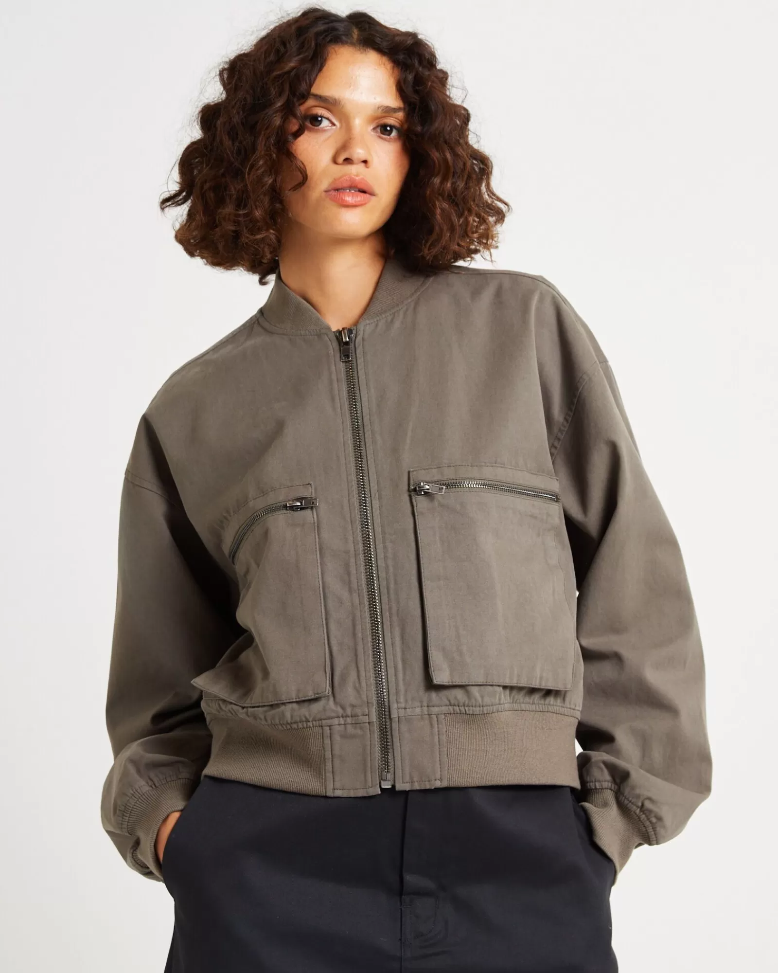 Clearance INSIGHT Crop Utility Bomber Jacket