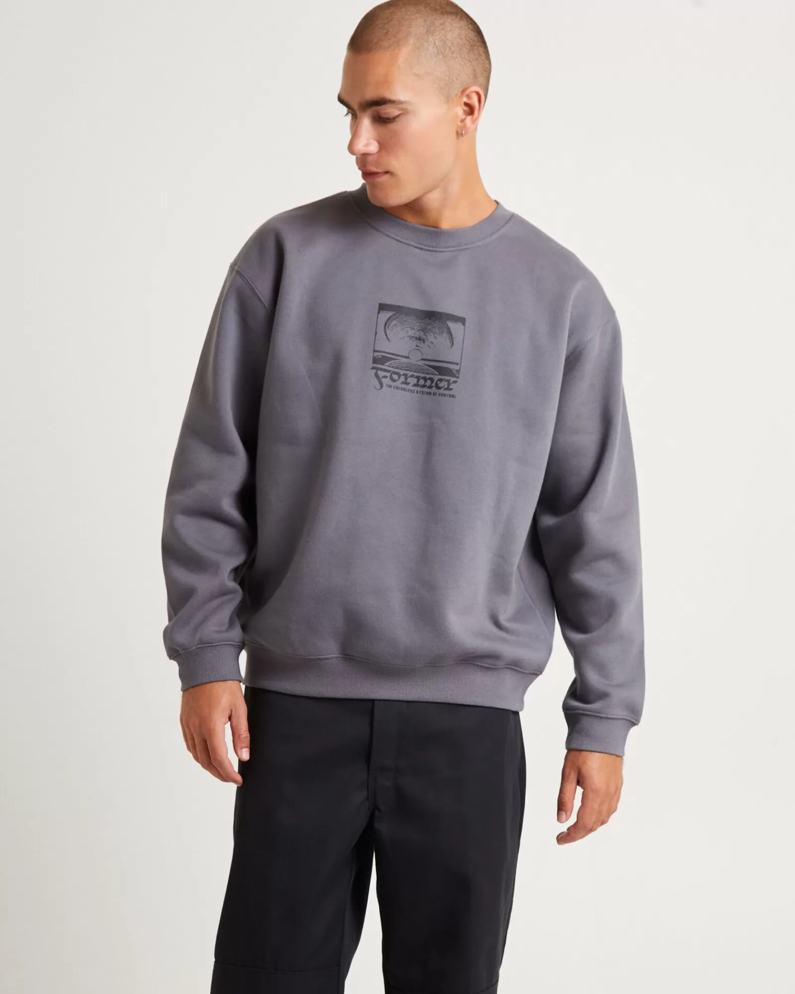 Store FORMER Crux Tribute Crew Jumper Iron Grey