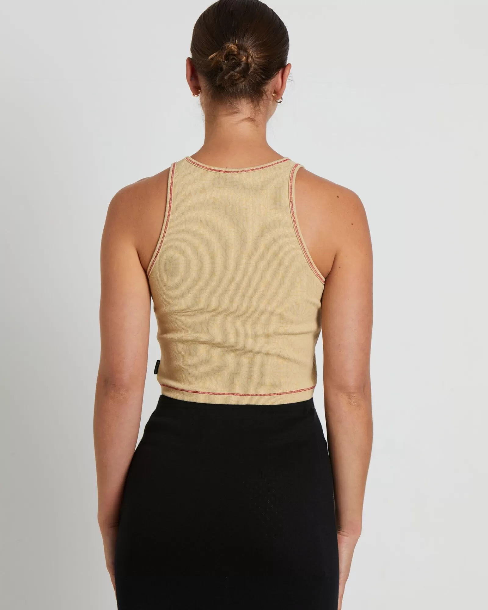 Shop AFENDS Dandy Pearly Recycled Rib Cropped Singlet In Camel