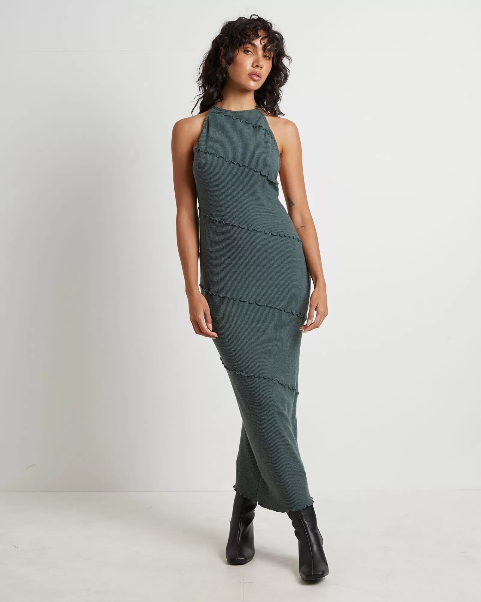 Cheap NEON HART Daphne Panelled Seam Backless Halter Dress In Slate