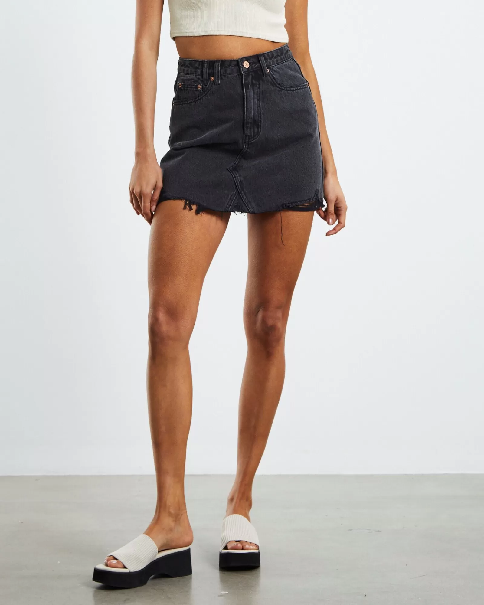 New INSIGHT Darby Decon Denim Skirt After Dark Black