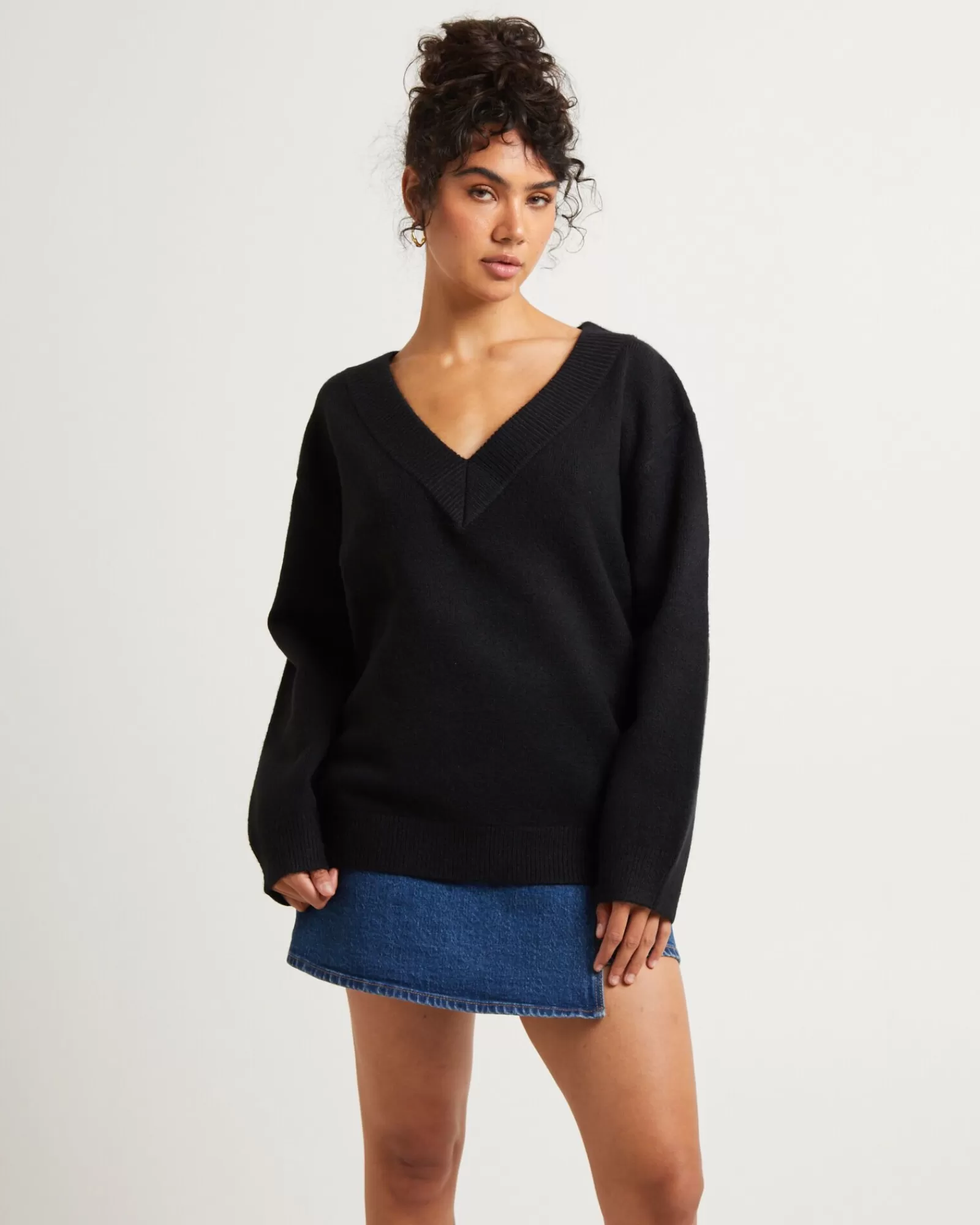 Sale SUBTITLED Deep V Neck Slouchy Jumper