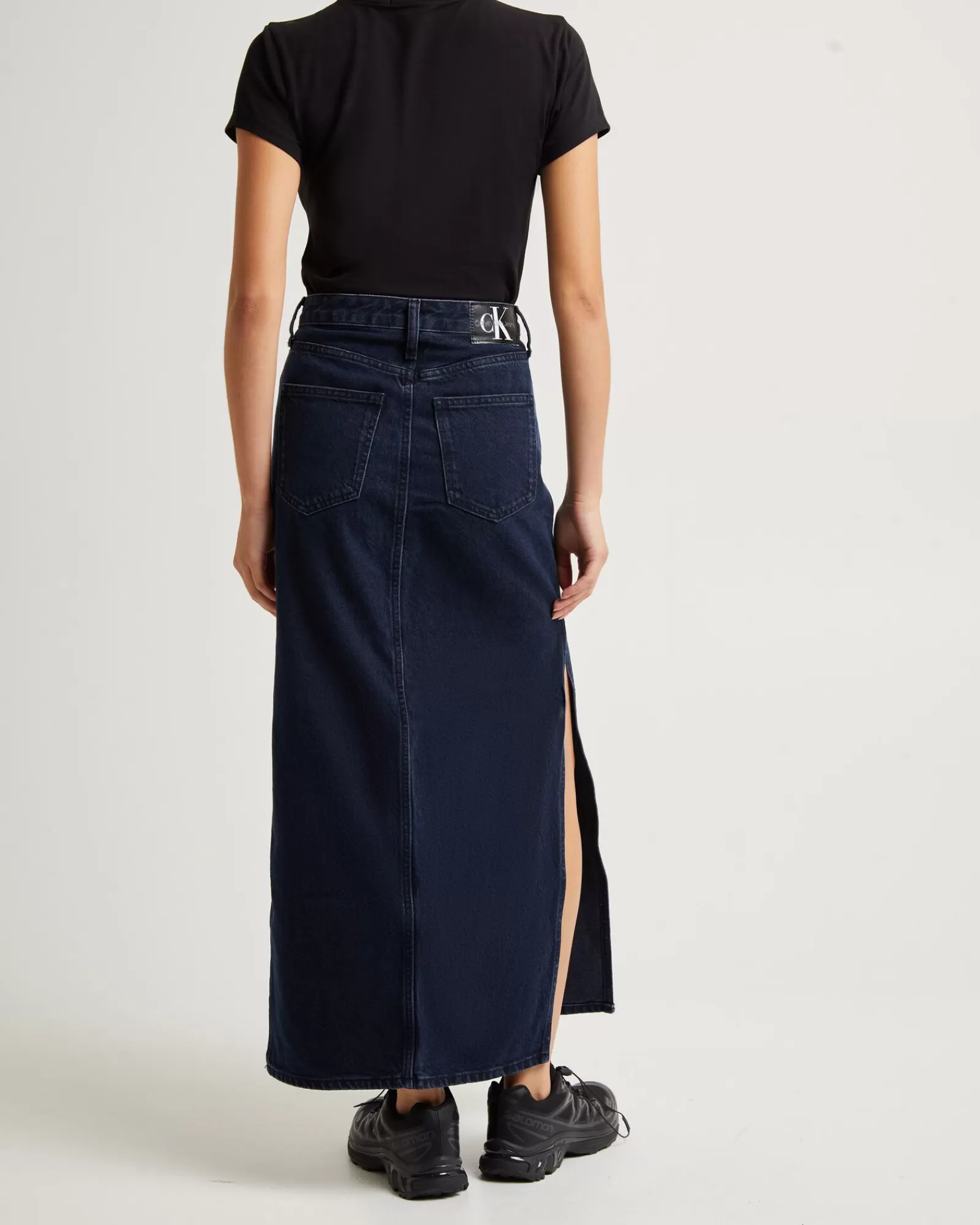 Shop CALVIN KLEIN Denim Maxi Skirt Dark