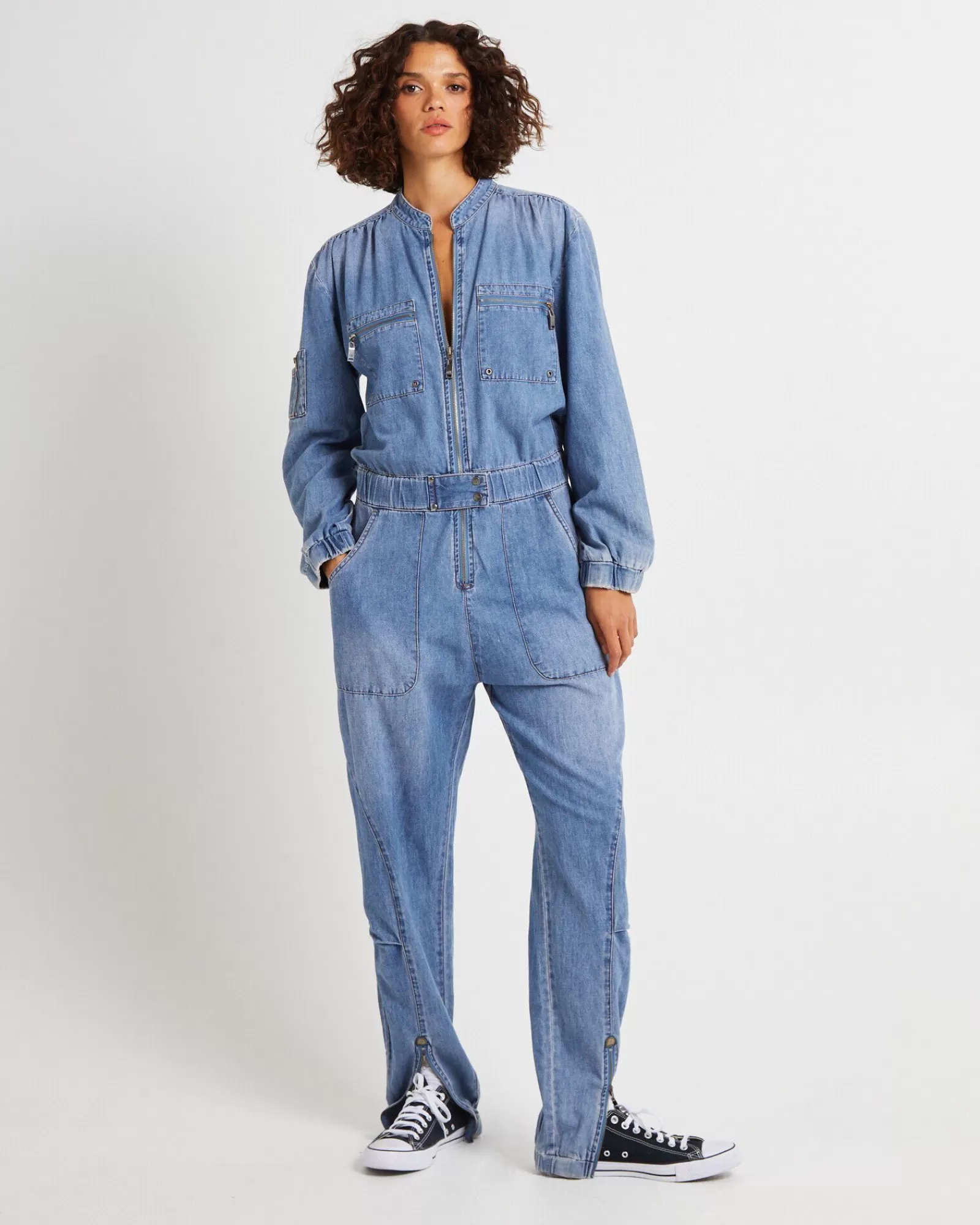 Outlet ONE TEASPOON Denim Trucker Overalls Blue Lilac