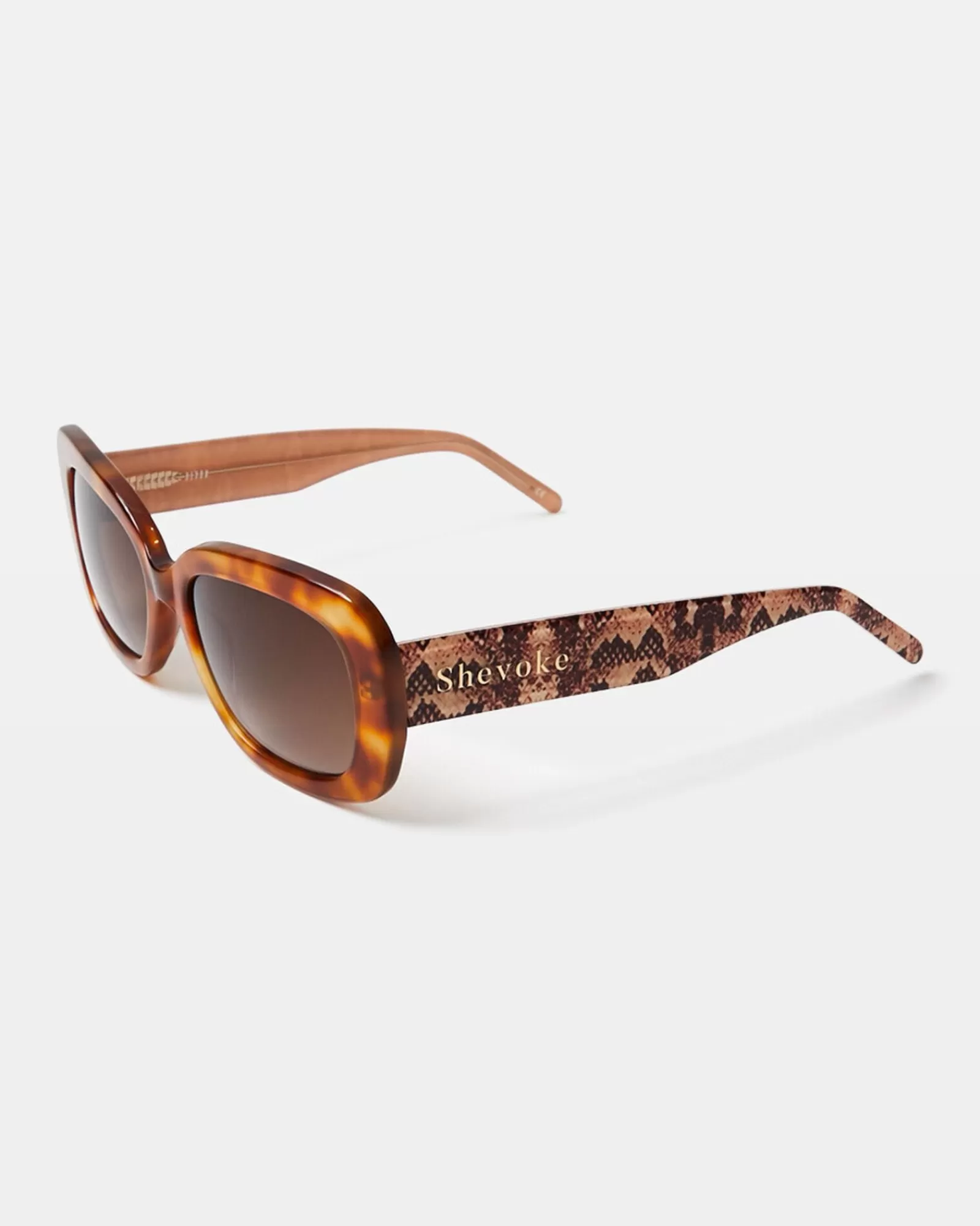 New SHEVOKE Devon Snake Sunglasses Tort Brown