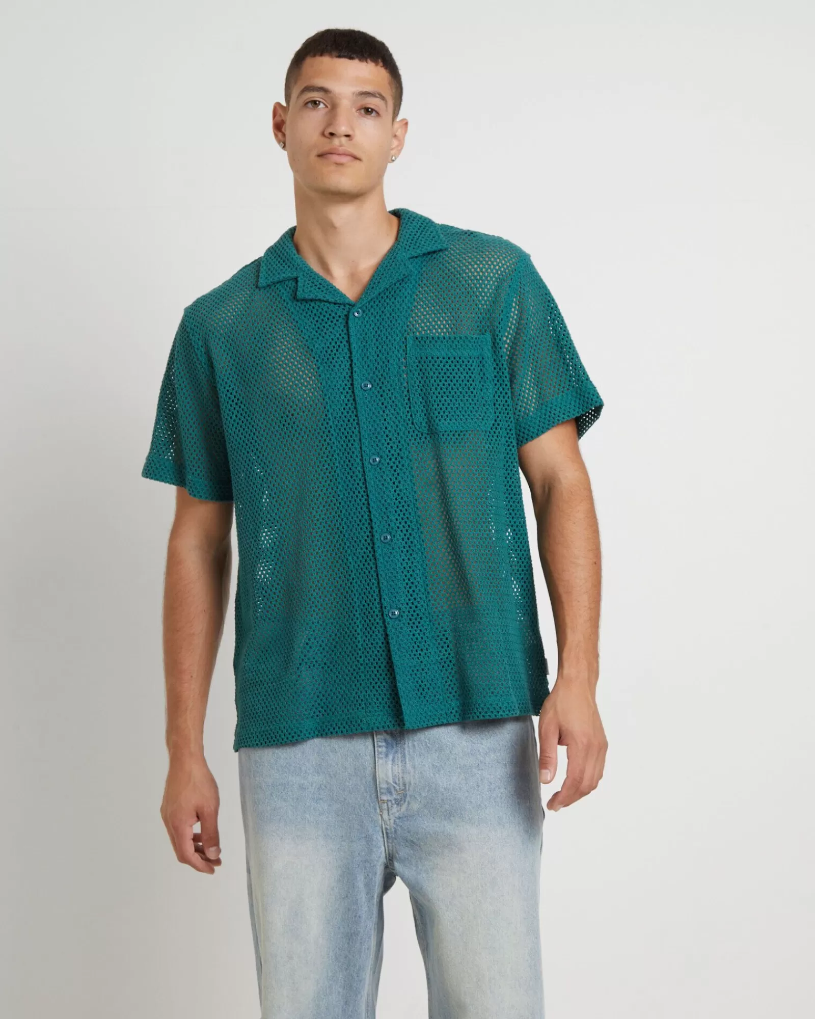 Outlet ARVUST Diego Mesh Short Sleeve Shirt In Jade Green