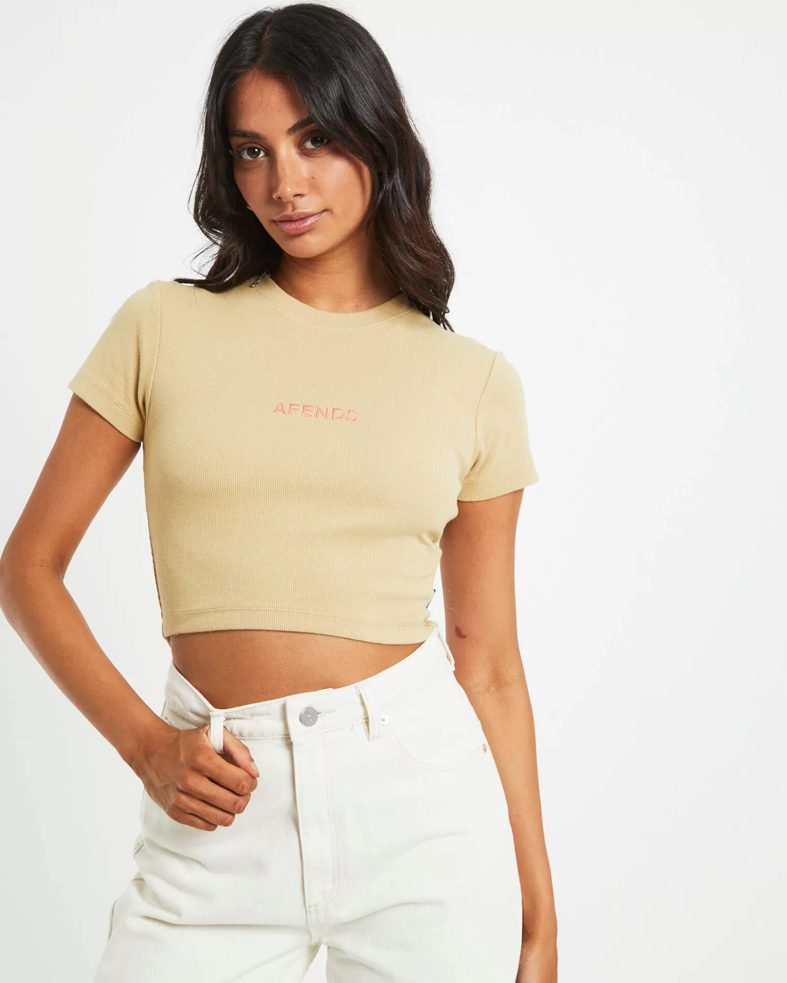 Outlet AFENDS Dillon Abbie Recycled Cropped Tee In Natural