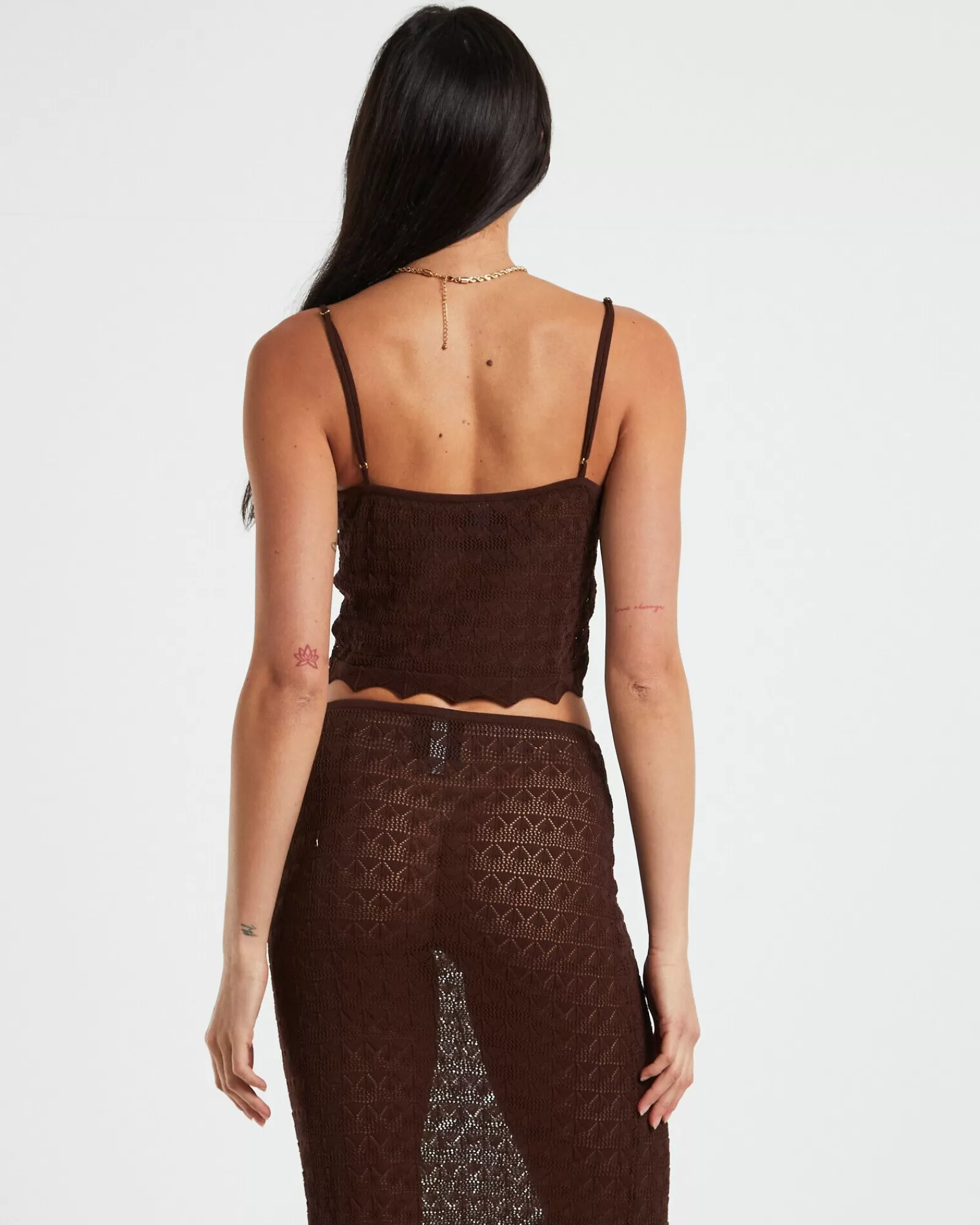 Store ALICE IN THE EVE Eleanora Lace Knit Cami Dark Chocolate Brown