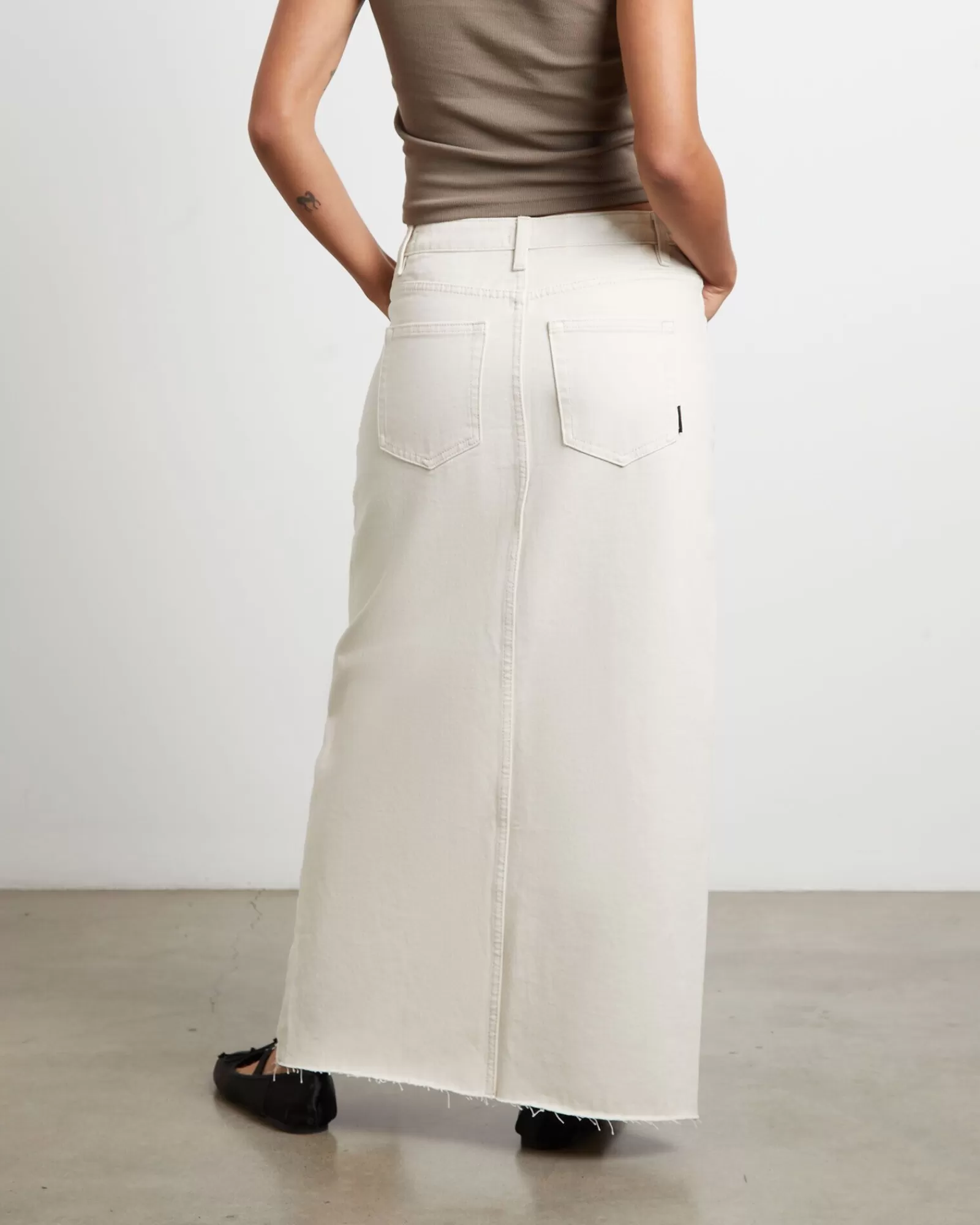 New INSIGHT Eva Maxi Denim Skirt In Chalk