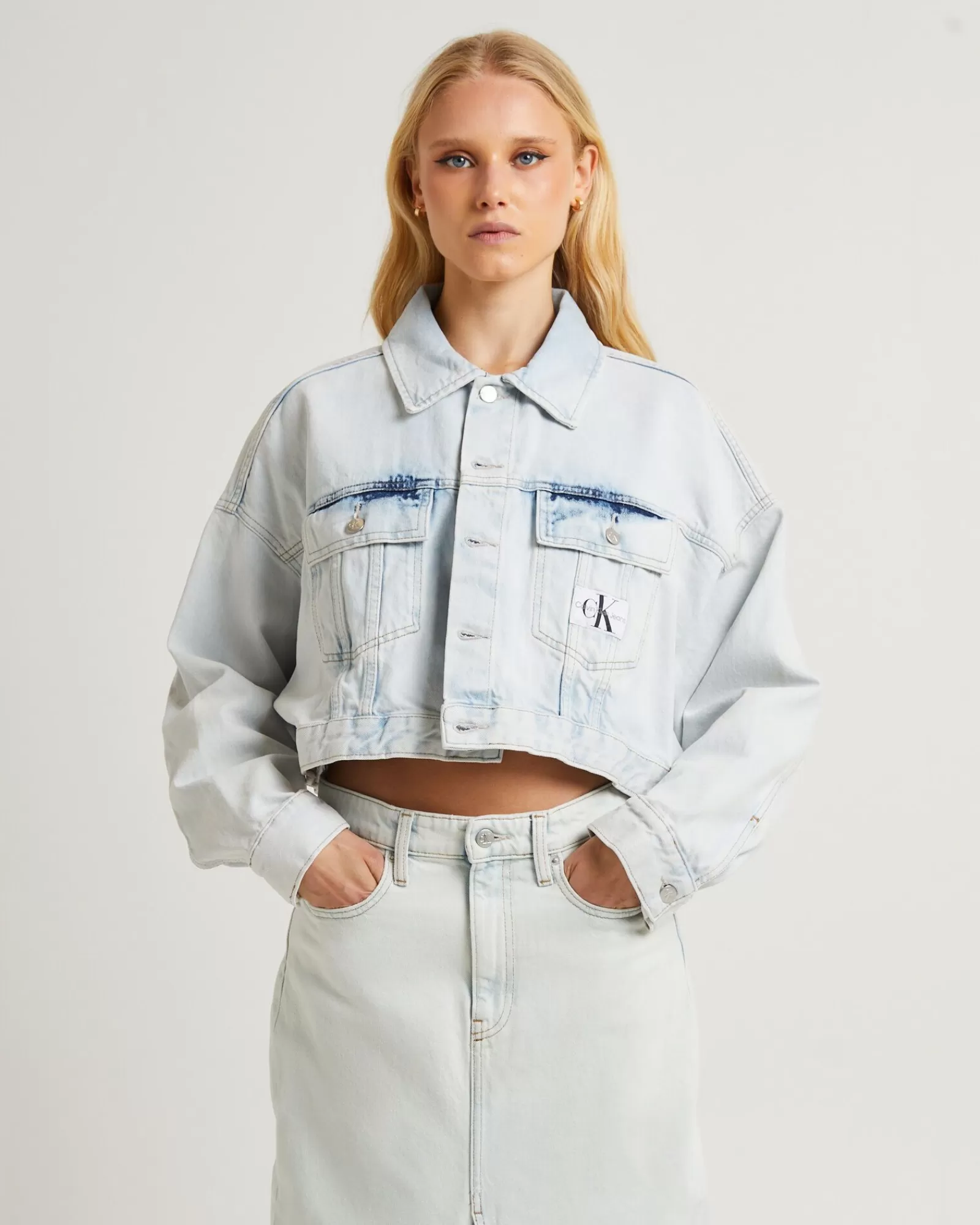 Clearance CALVIN KLEIN Extra Oversize Crop Denim Jacket