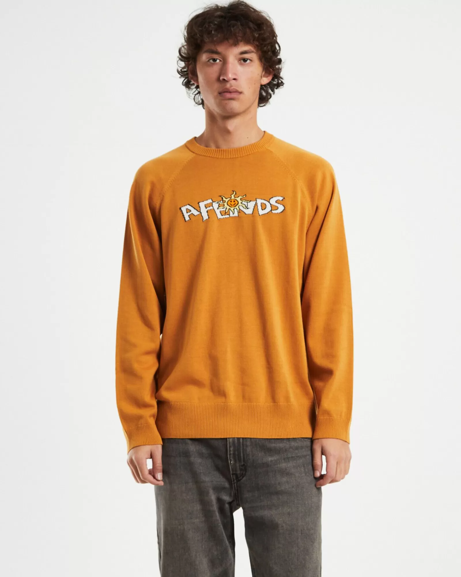 Outlet AFENDS Farming Recycled Knit Crewneck Sweater In Mustard Yellow