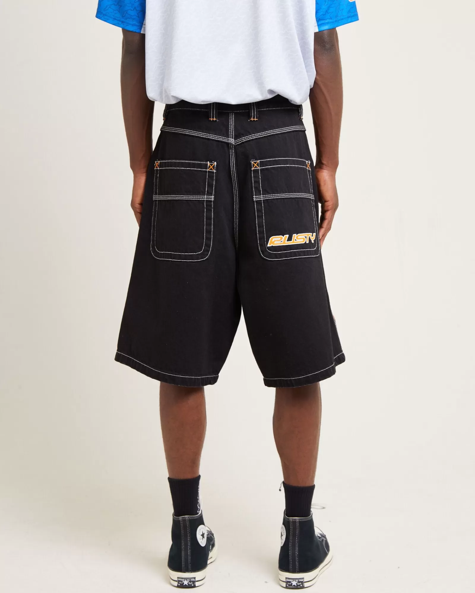 New RUSTY Flip Daddy Draggin Denim Jorts Black Out