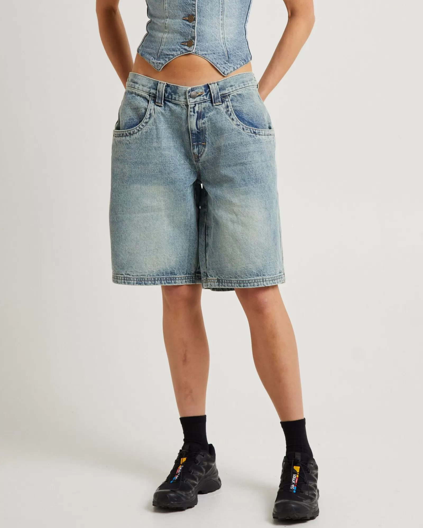 Shop RUSTY Flip Mommy Tapeless Low Rise Denim Shorts