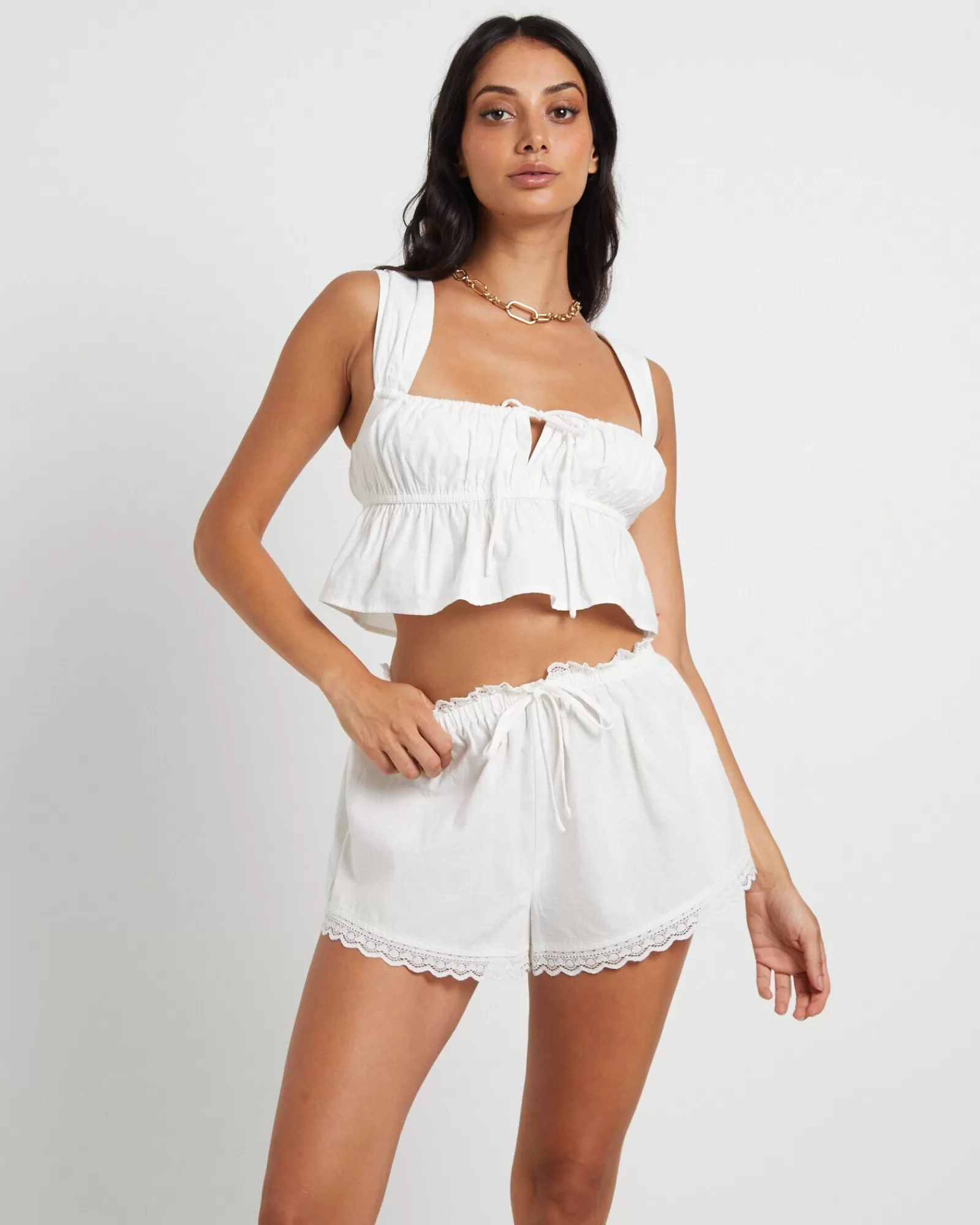 Clearance SUBTITLED Franki Peplum Top In White