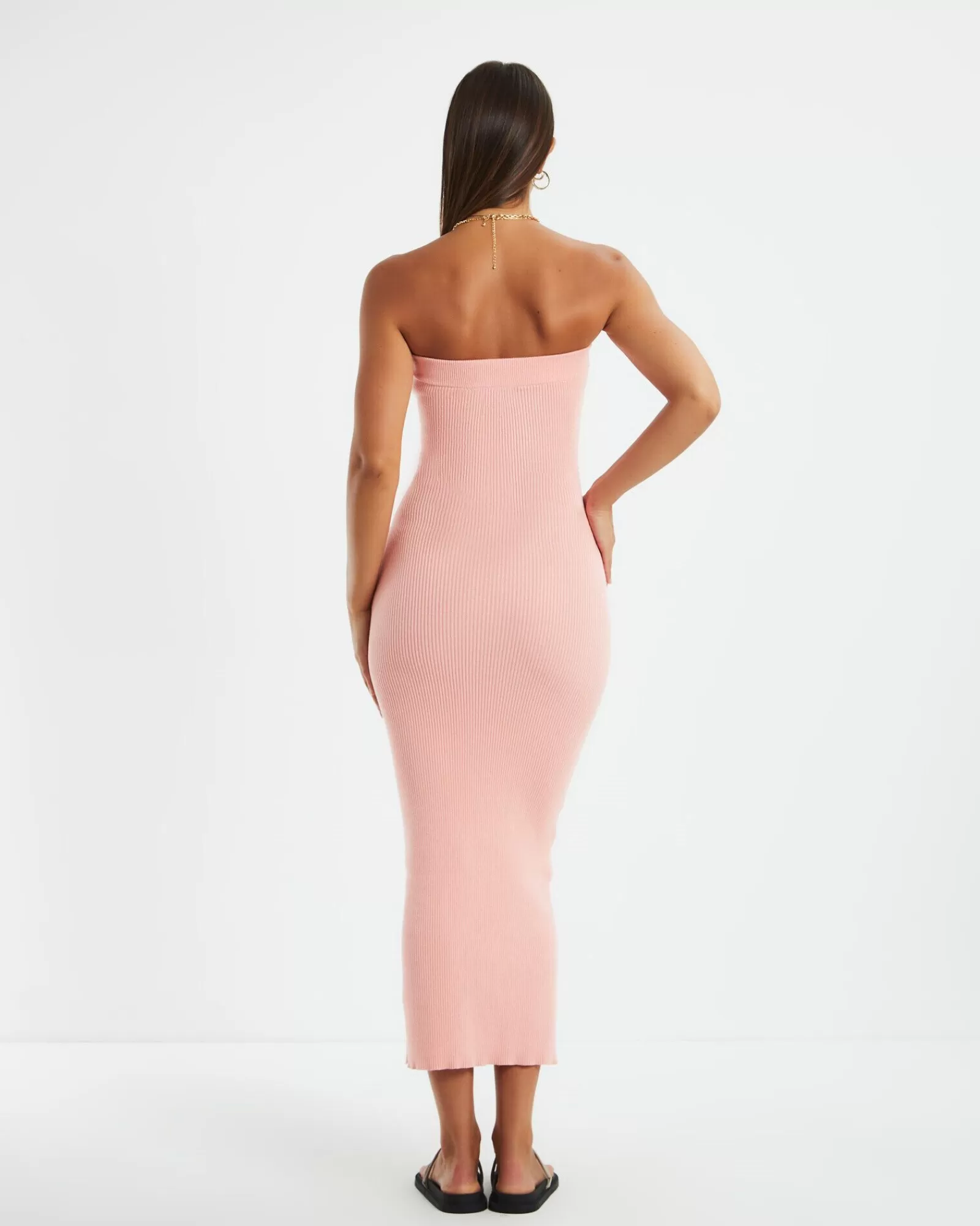 New CHARLIE HOLIDAY Freya Knit Midi Dress Pink Punch