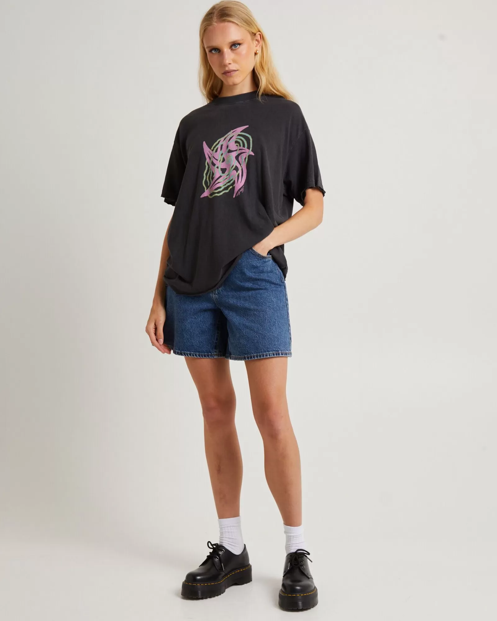 Fashion AFENDS Gravity Hemp Oversized Tee Stone Black