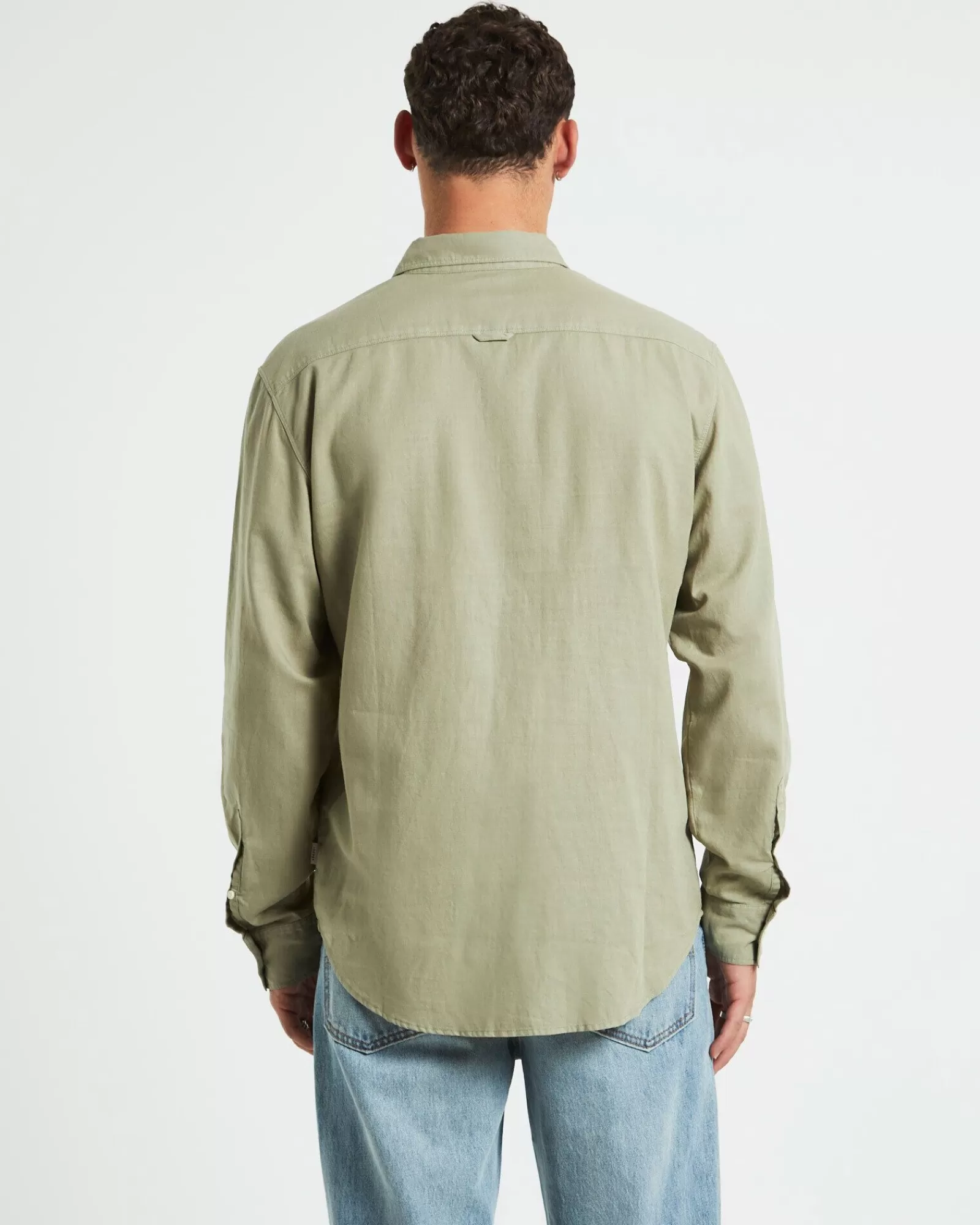 Discount ARVUST Grover Long Sleeve Linen Shirt Moss