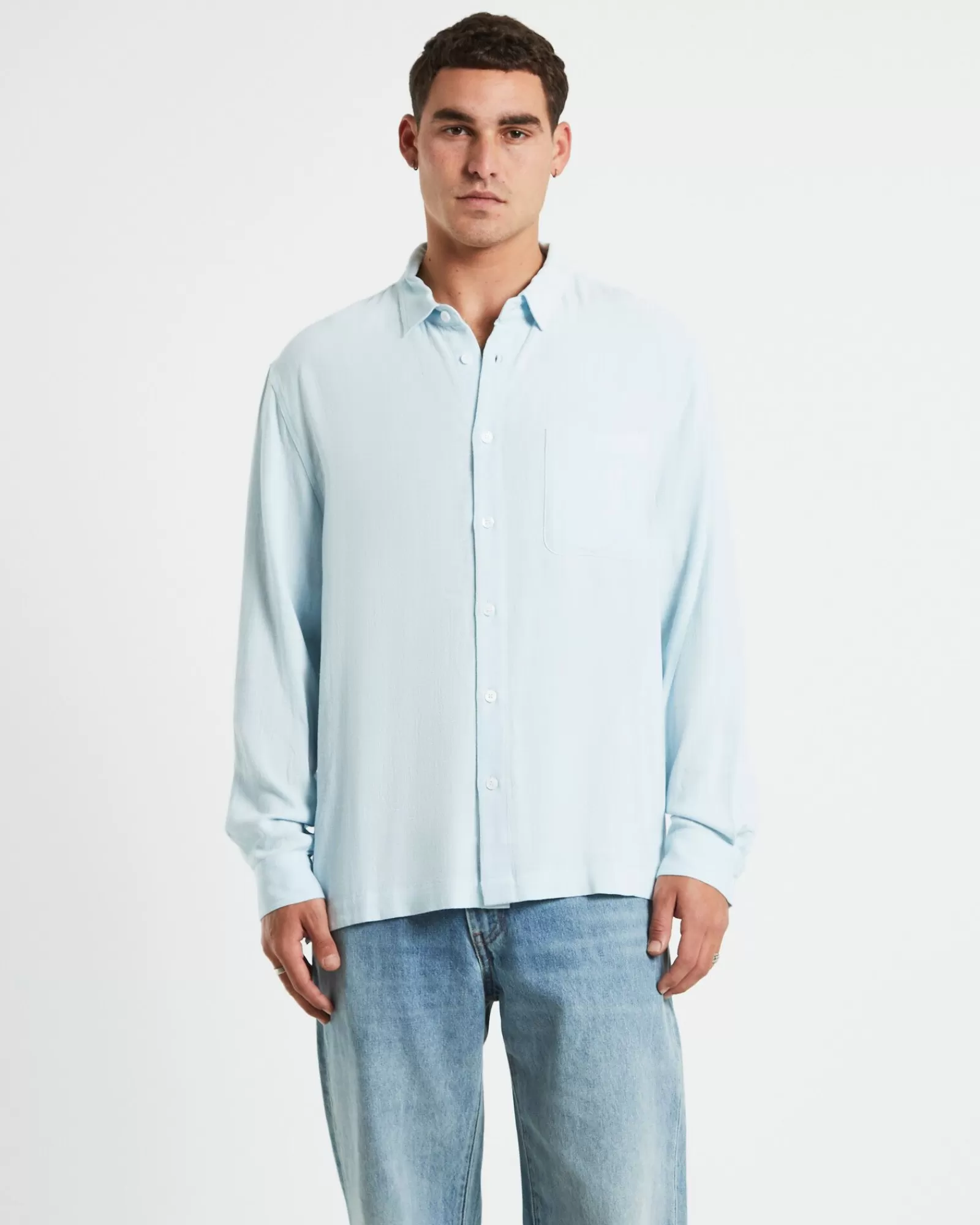 Outlet ARVUST Harrison Linen Long Sleeve Shirt In Sky Blue