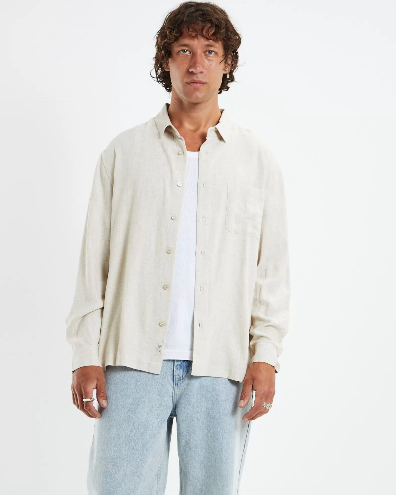 Outlet ARVUST Harrison Linen Long Sleeve Shirt Natural