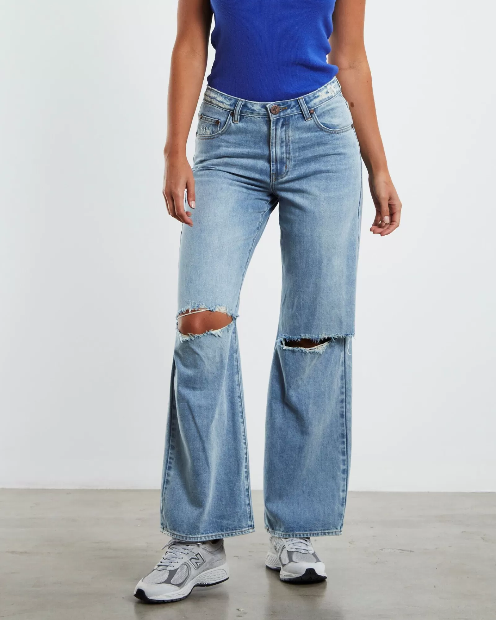 Best Sale ONE TEASPOON Hendrixe Jackson Mid Waist Wide Leg Jeans Blue