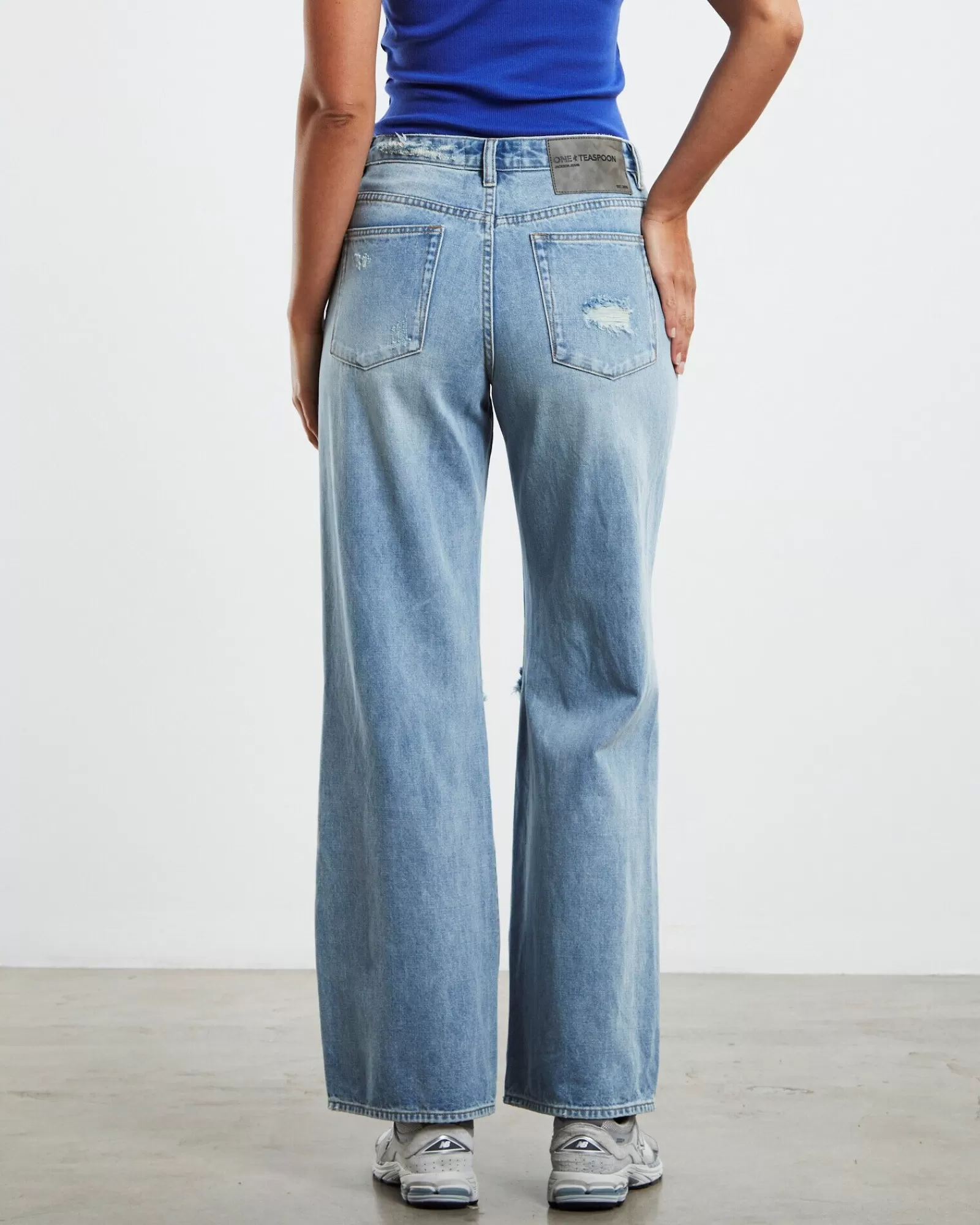 Best Sale ONE TEASPOON Hendrixe Jackson Mid Waist Wide Leg Jeans Blue