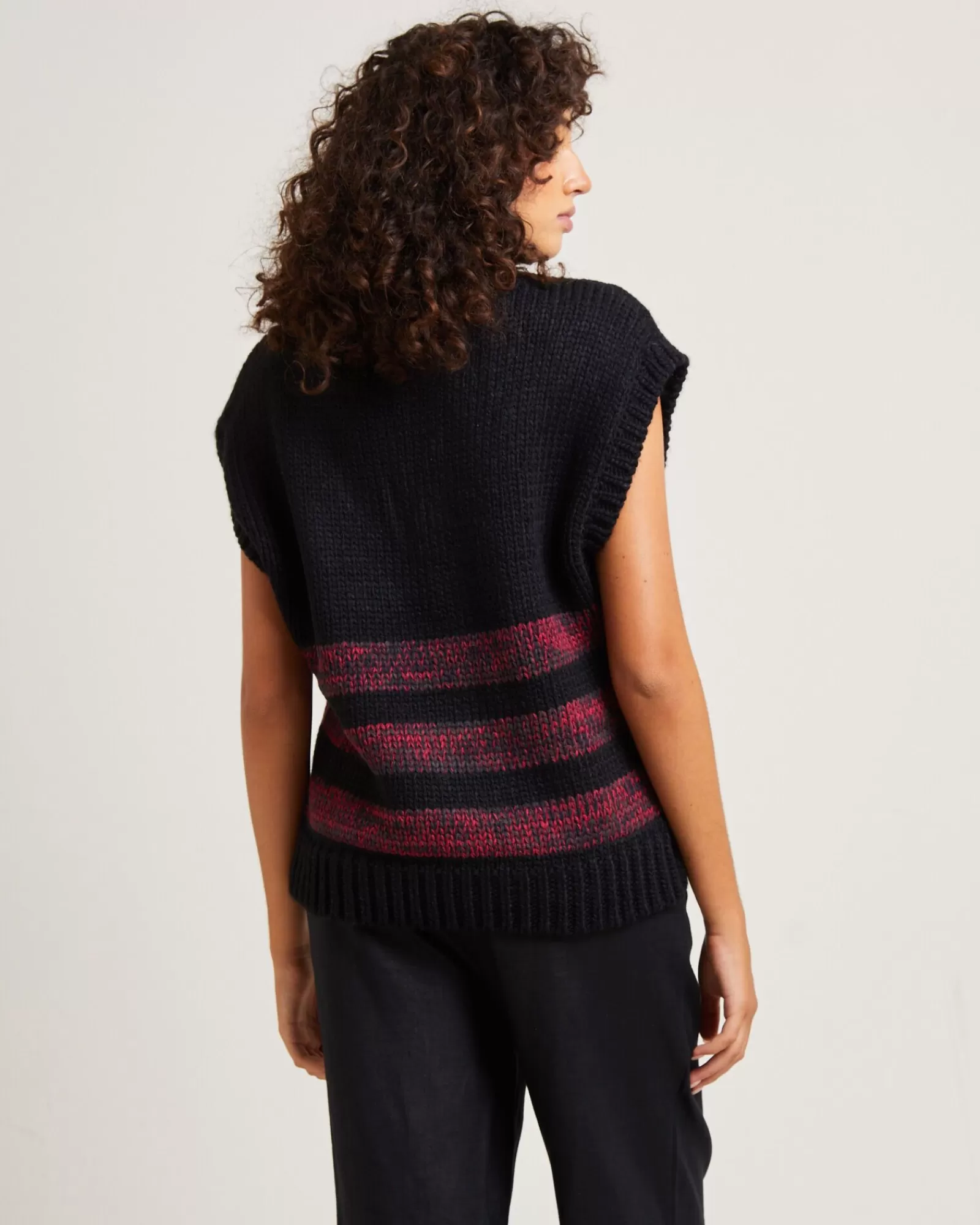 Shop INSIGHT Hockney Stripe Knit Vest Black