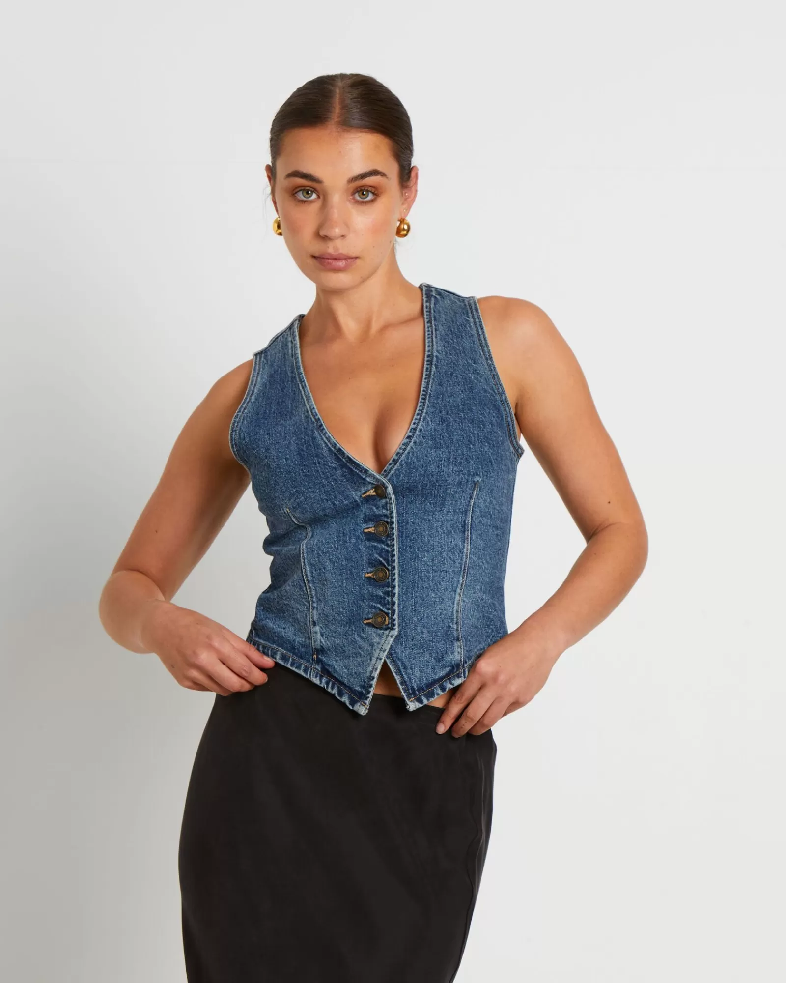 Discount INSIGHT Howdy Denim Vest In Grunge Blue