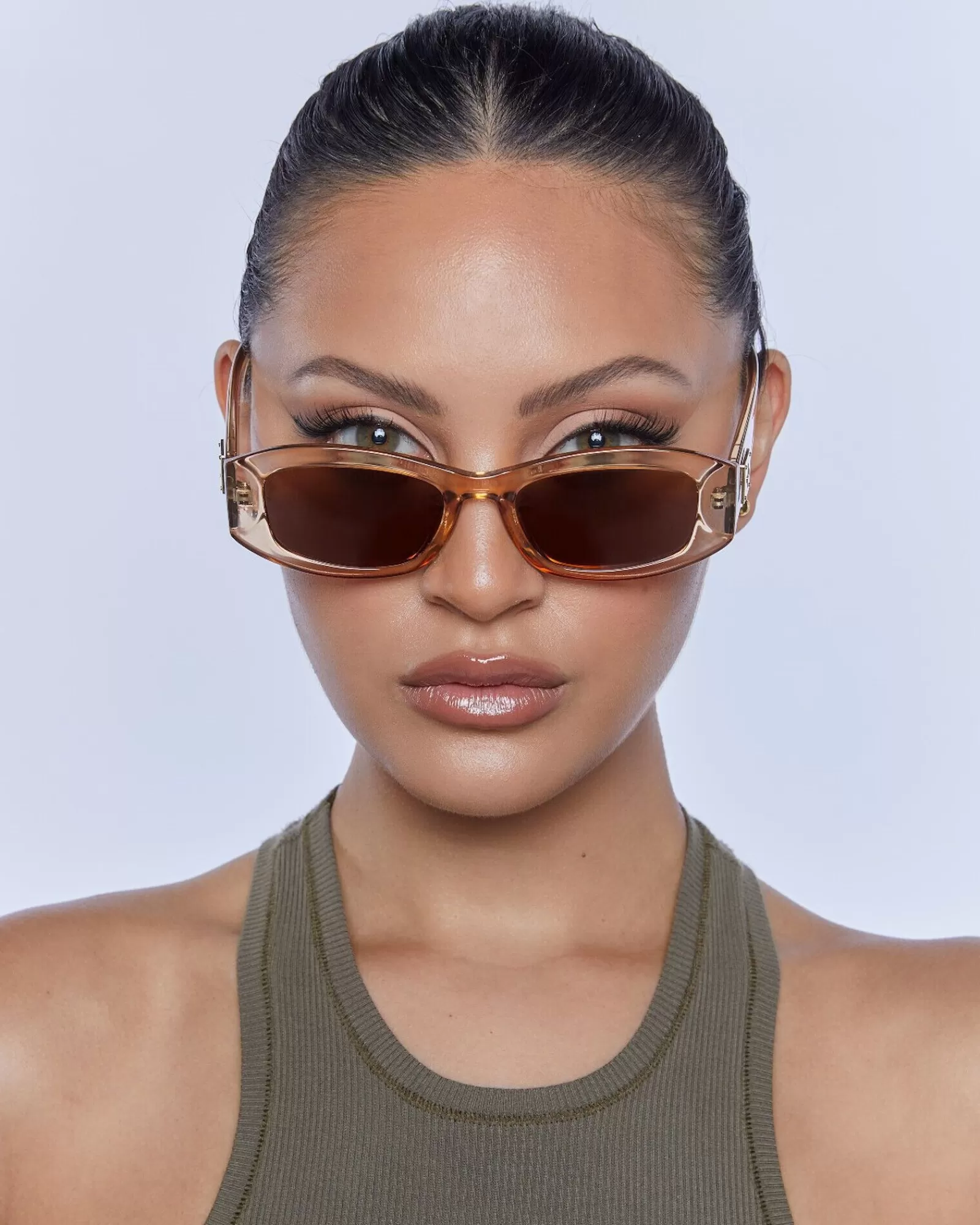 Shop PETA AND JAIN Inez Sunglasses Crystal Tan Brown Mono