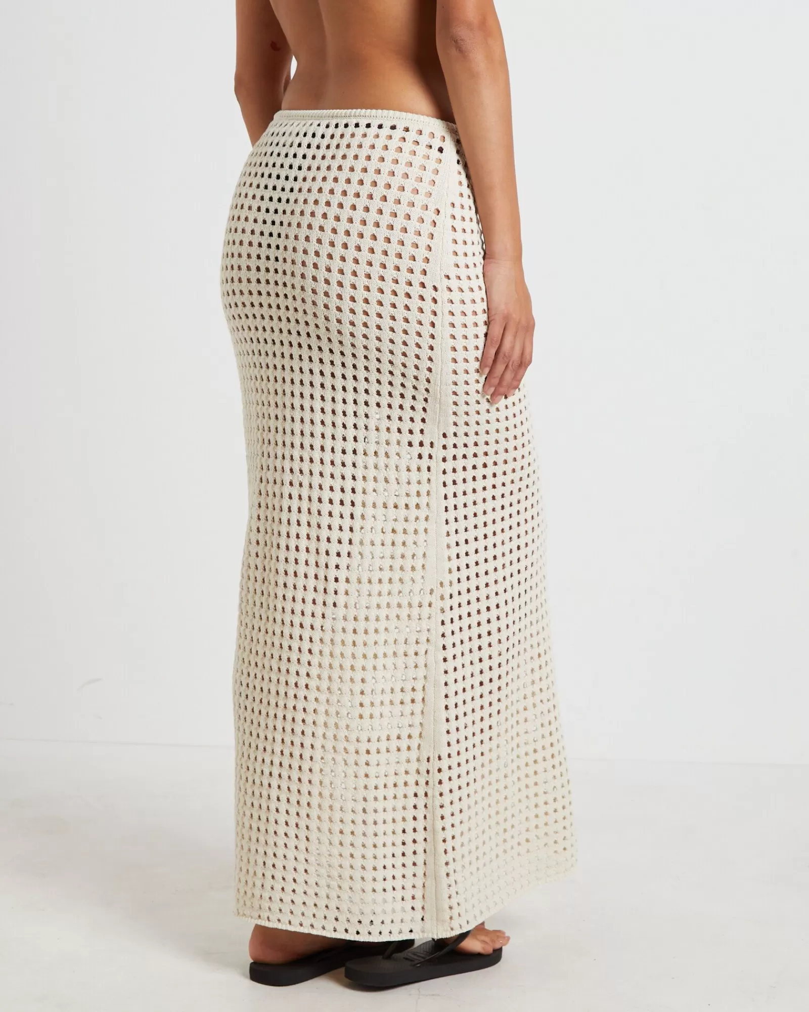 Store SUBTITLED Iris Crochet Maxi Skirt In Warm White