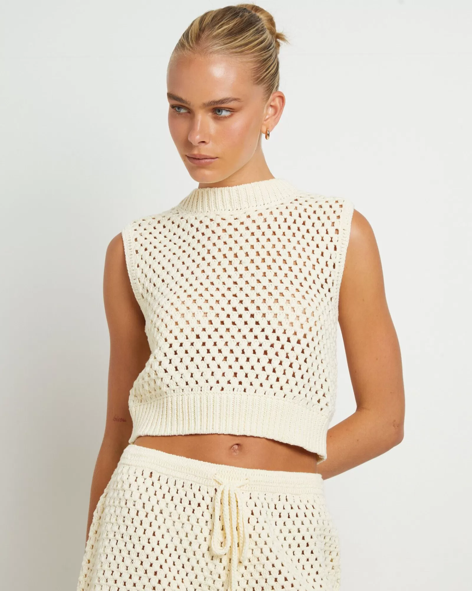 Online FLEUR BY BLANCA STUDIO Isla Crochet Vest In Cream