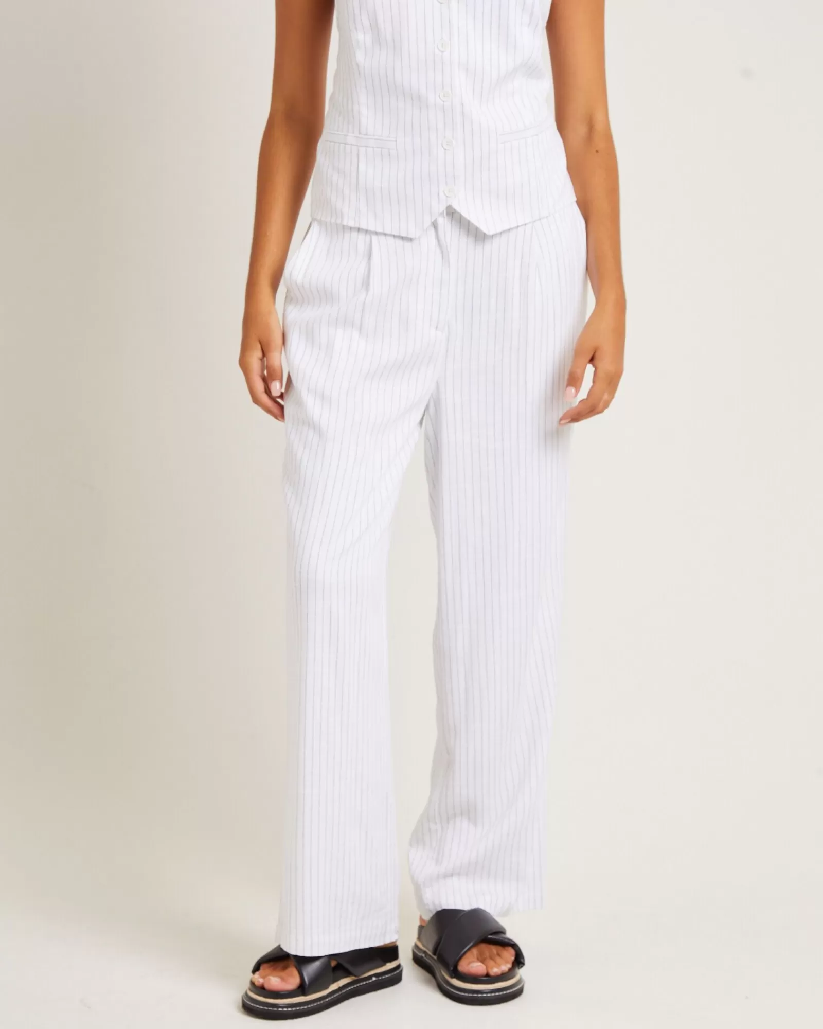 Discount SUBTITLED Jemimah Pinstripe Pants White