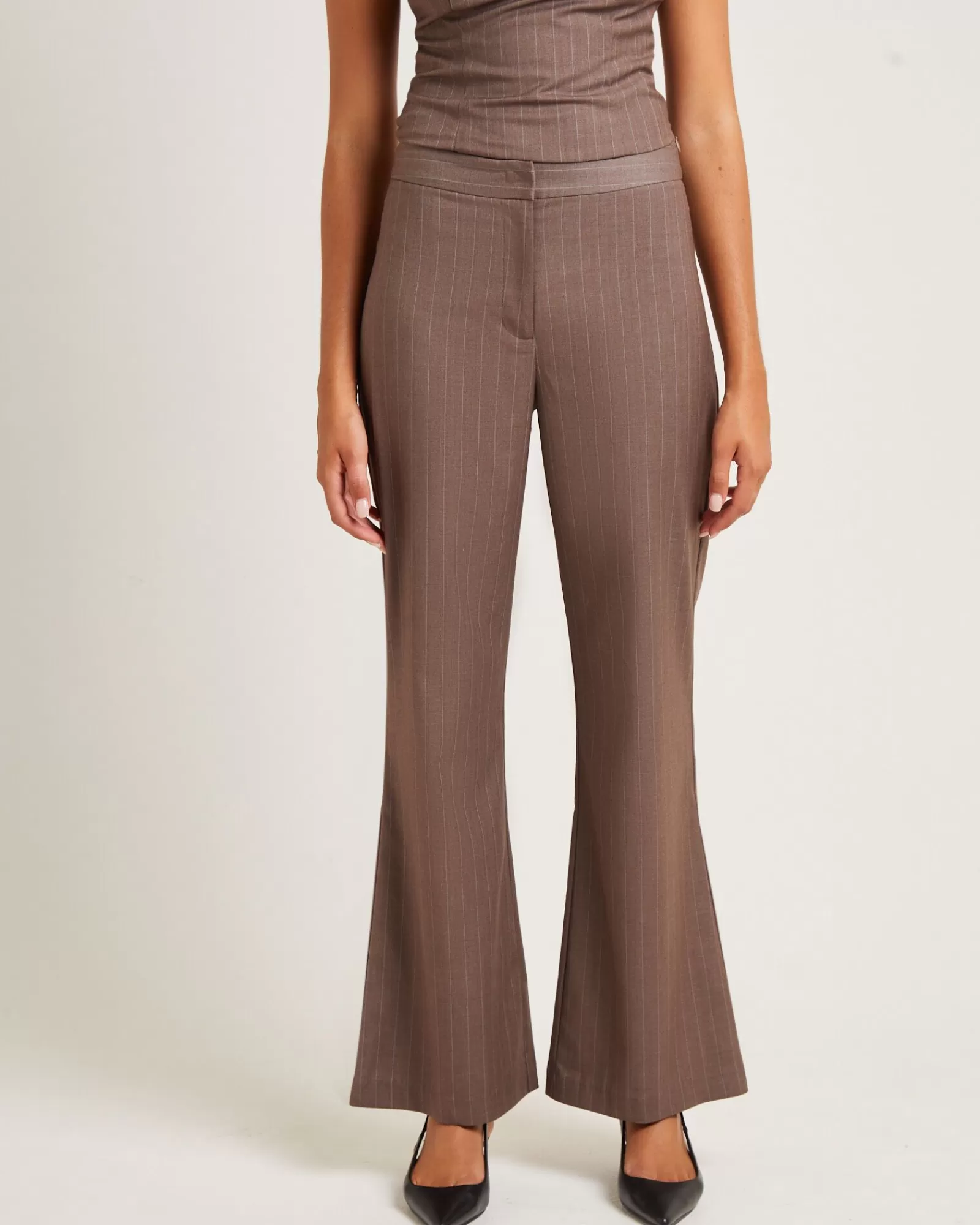 Store ALICE IN THE EVE Jenna Pinstripe Straight Pants Chocolate