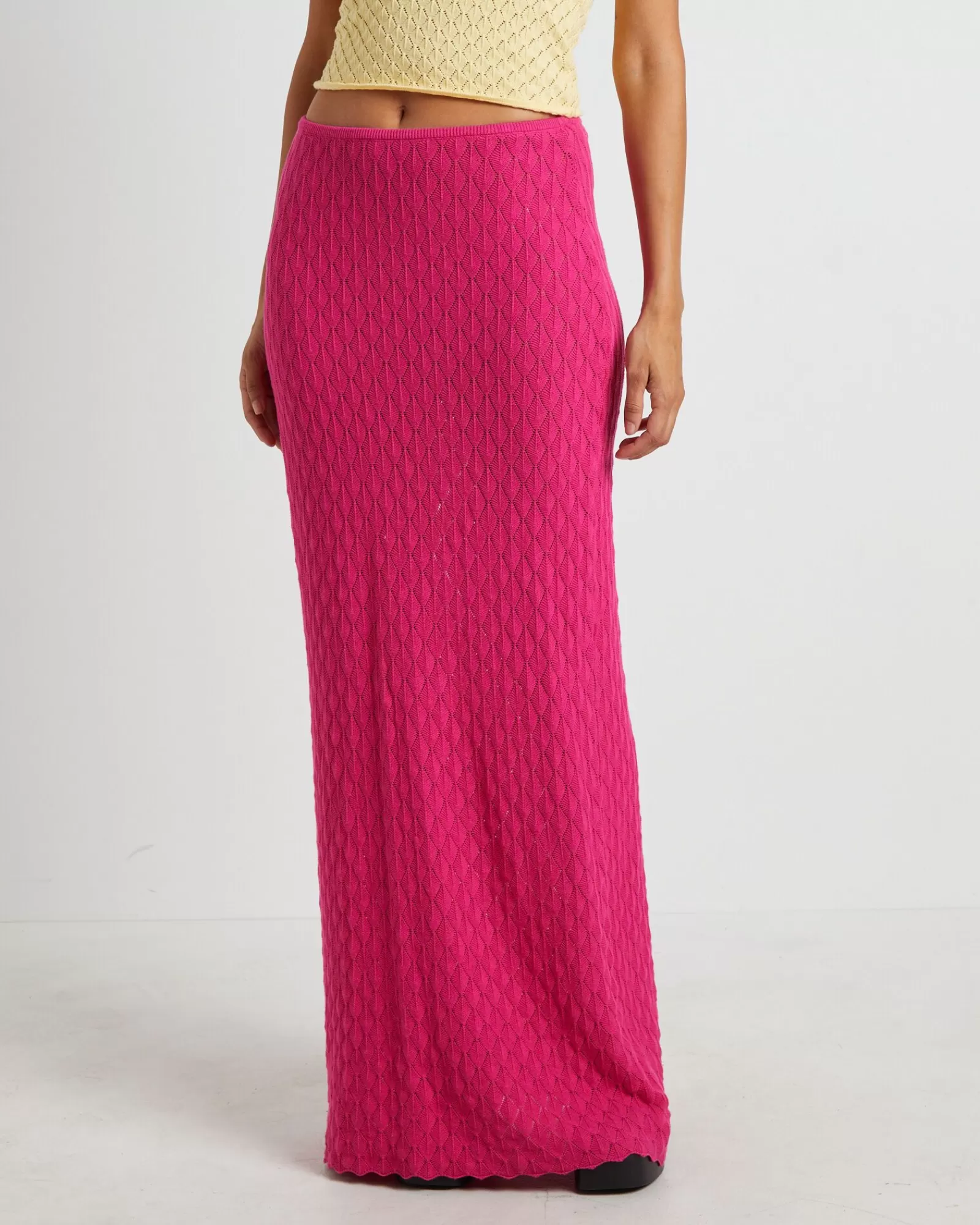 Cheap SUBTITLED Josie Crochet Maxi Skirt In Lipstick Pink