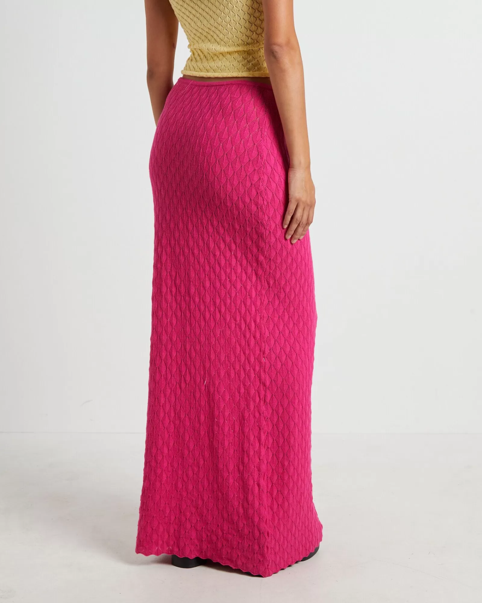 Cheap SUBTITLED Josie Crochet Maxi Skirt In Lipstick Pink