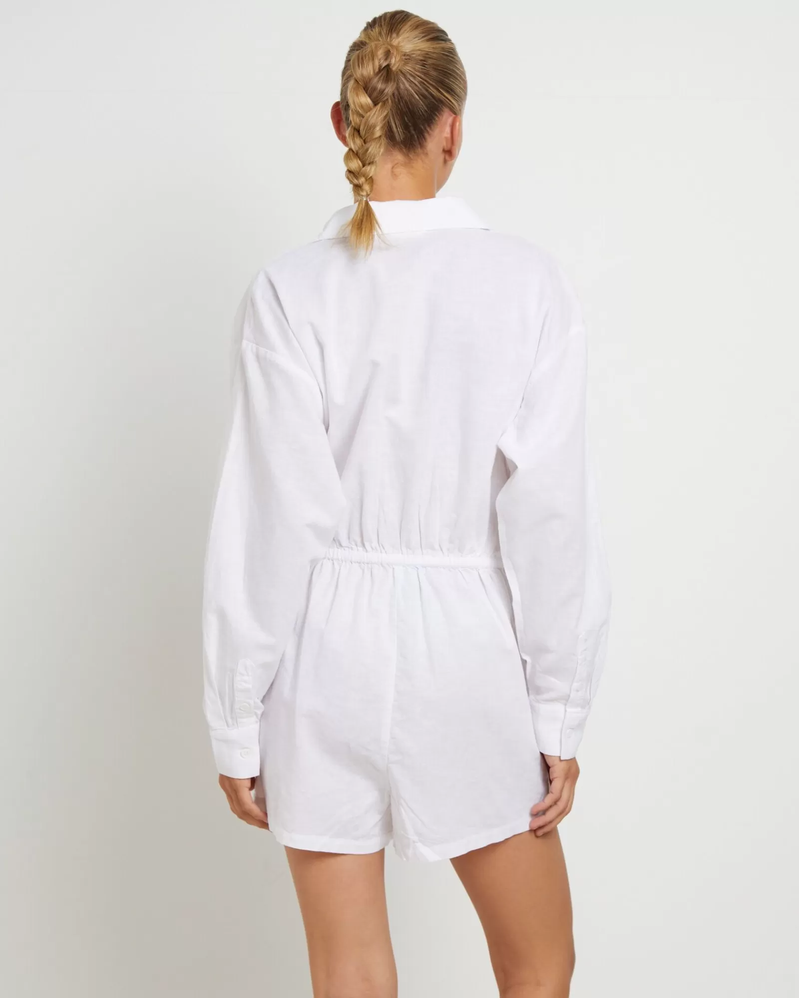 Store SUBTITLED Joslin Boxy Long Sleeve Shirt Playsuit In White